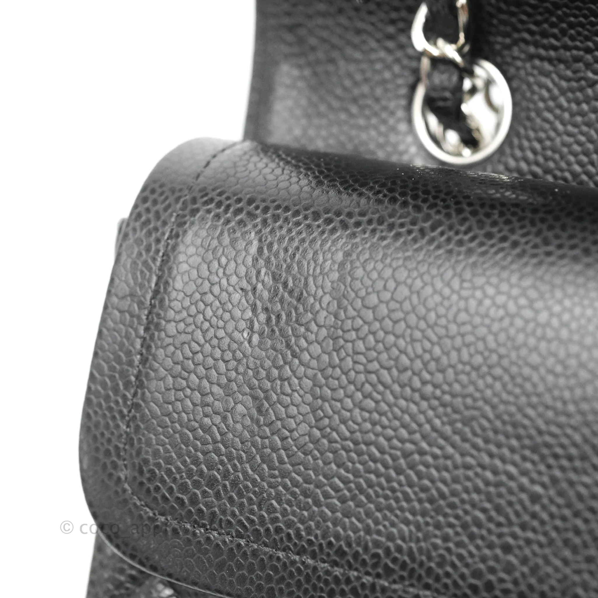 Chanel Classic M/L Medium Flap Quilted Black Caviar Silver Hardware