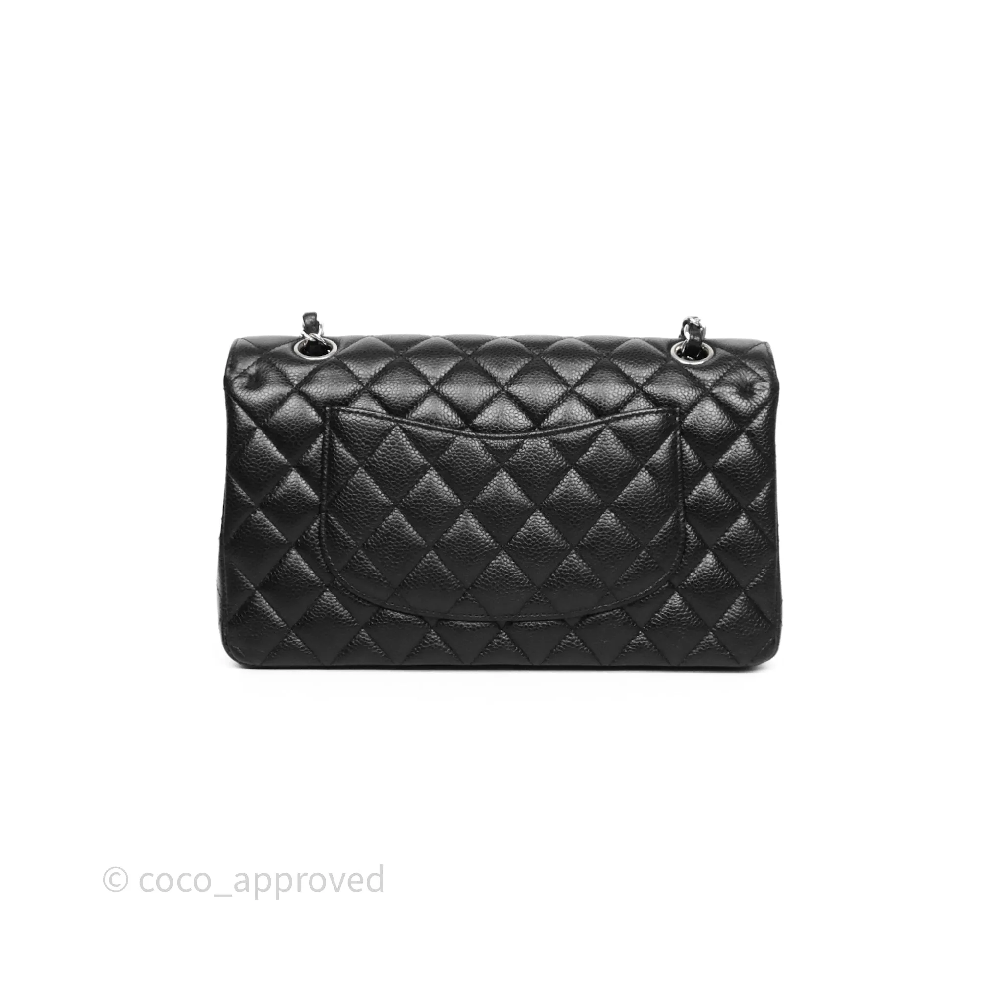 Chanel Classic M/L Medium Flap Quilted Black Caviar Silver Hardware