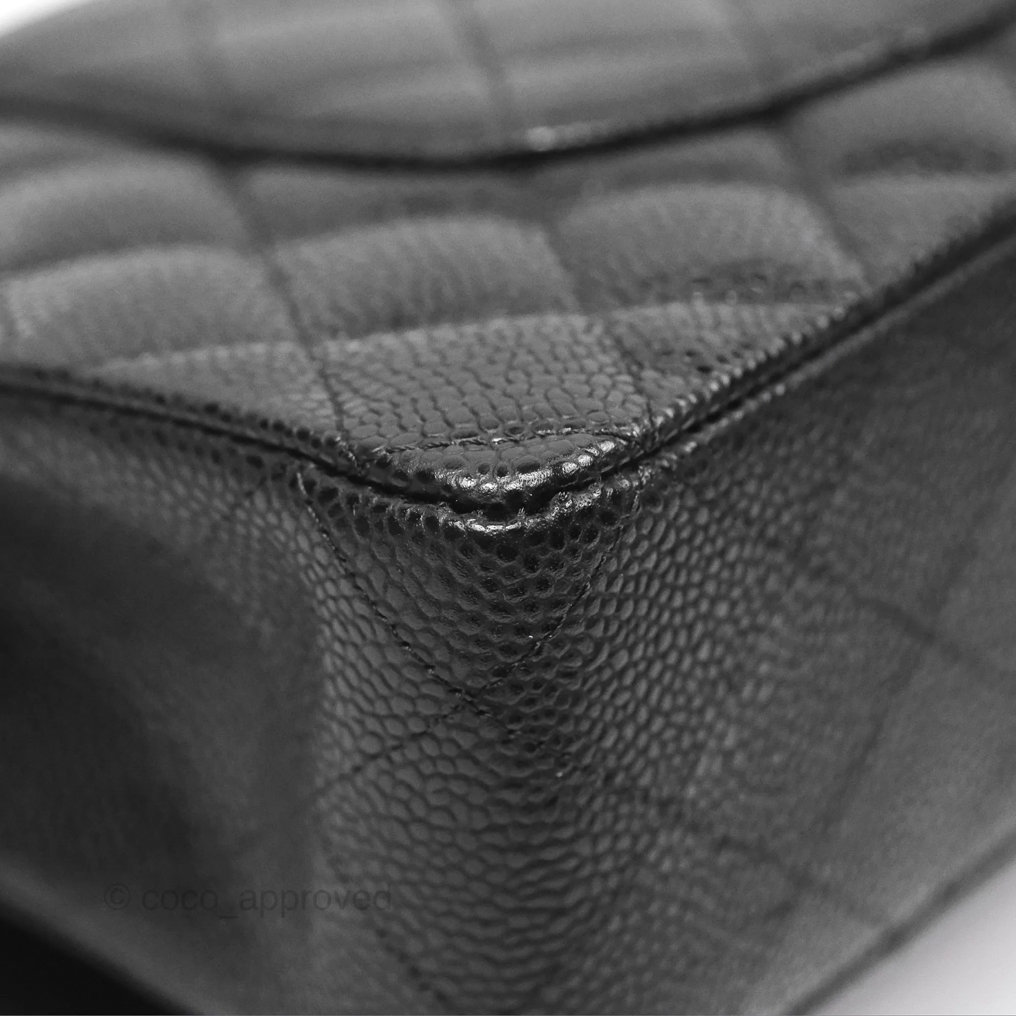 Chanel Classic M/L Medium Flap Quilted Black Caviar Silver Hardware
