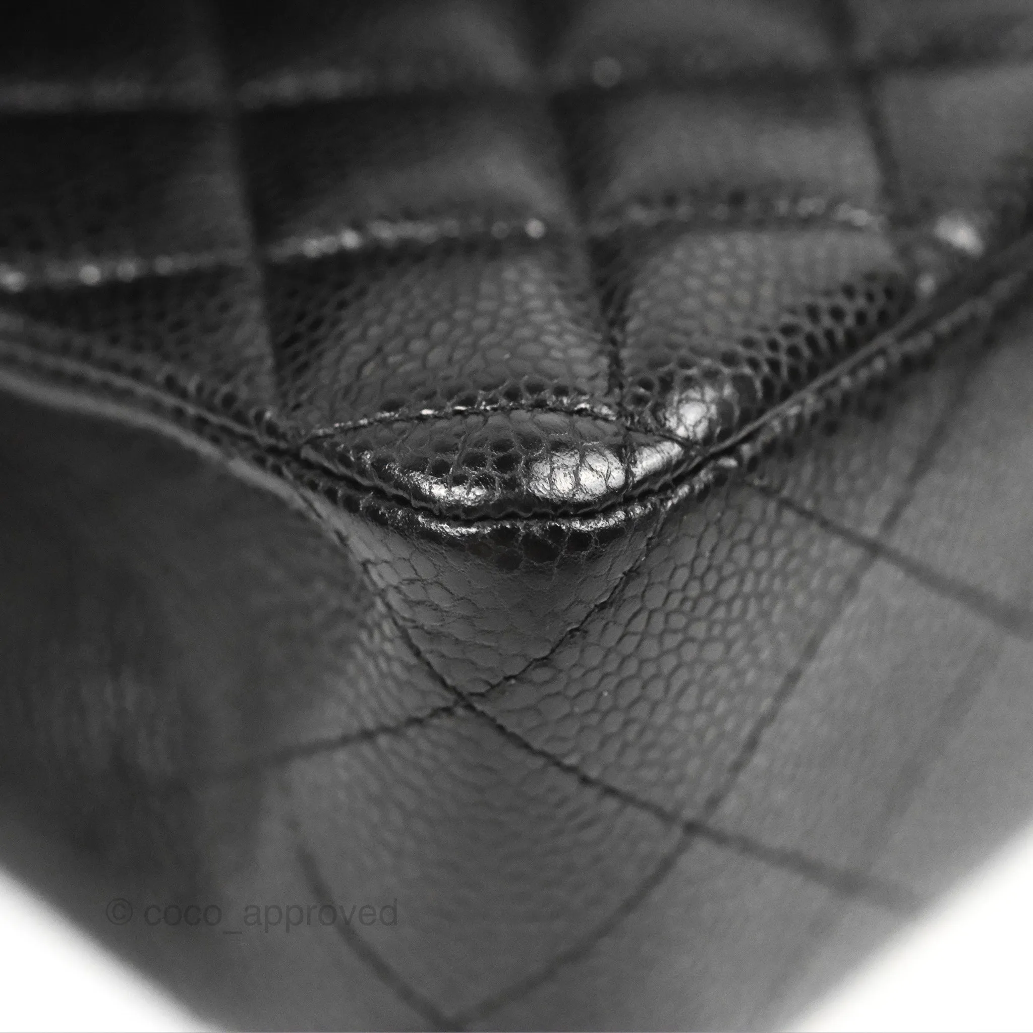 Chanel Classic M/L Medium Flap Quilted Black Caviar Silver Hardware