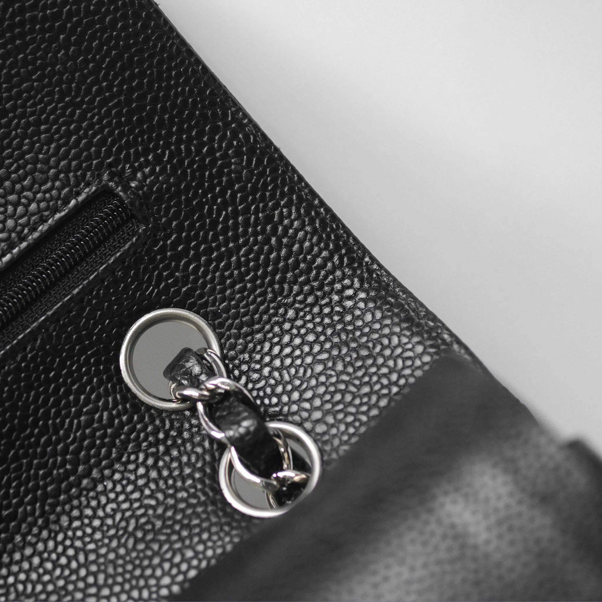 Chanel Classic M/L Medium Flap Quilted Black Caviar Silver Hardware