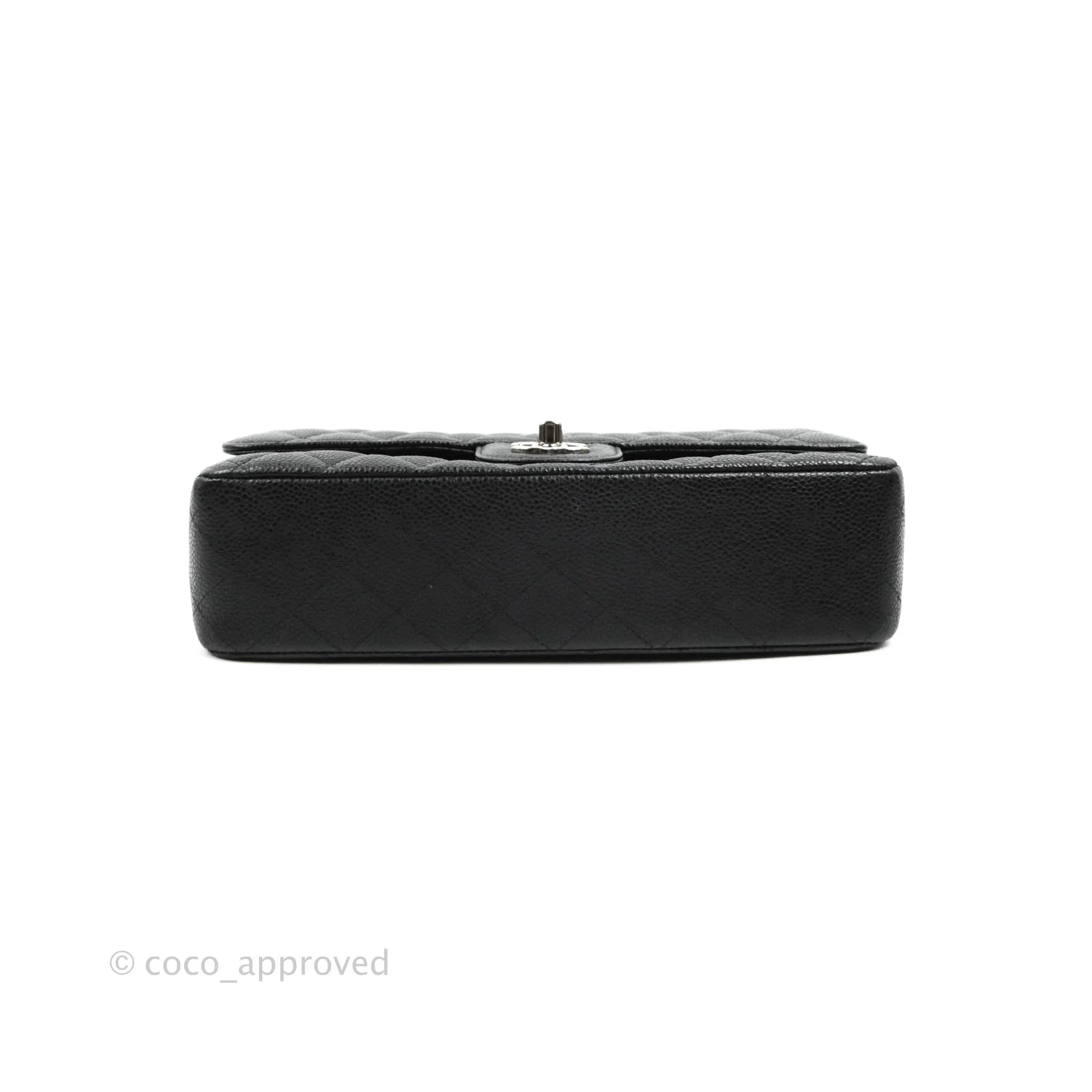 Chanel Classic M/L Medium Flap Quilted Black Caviar Silver Hardware