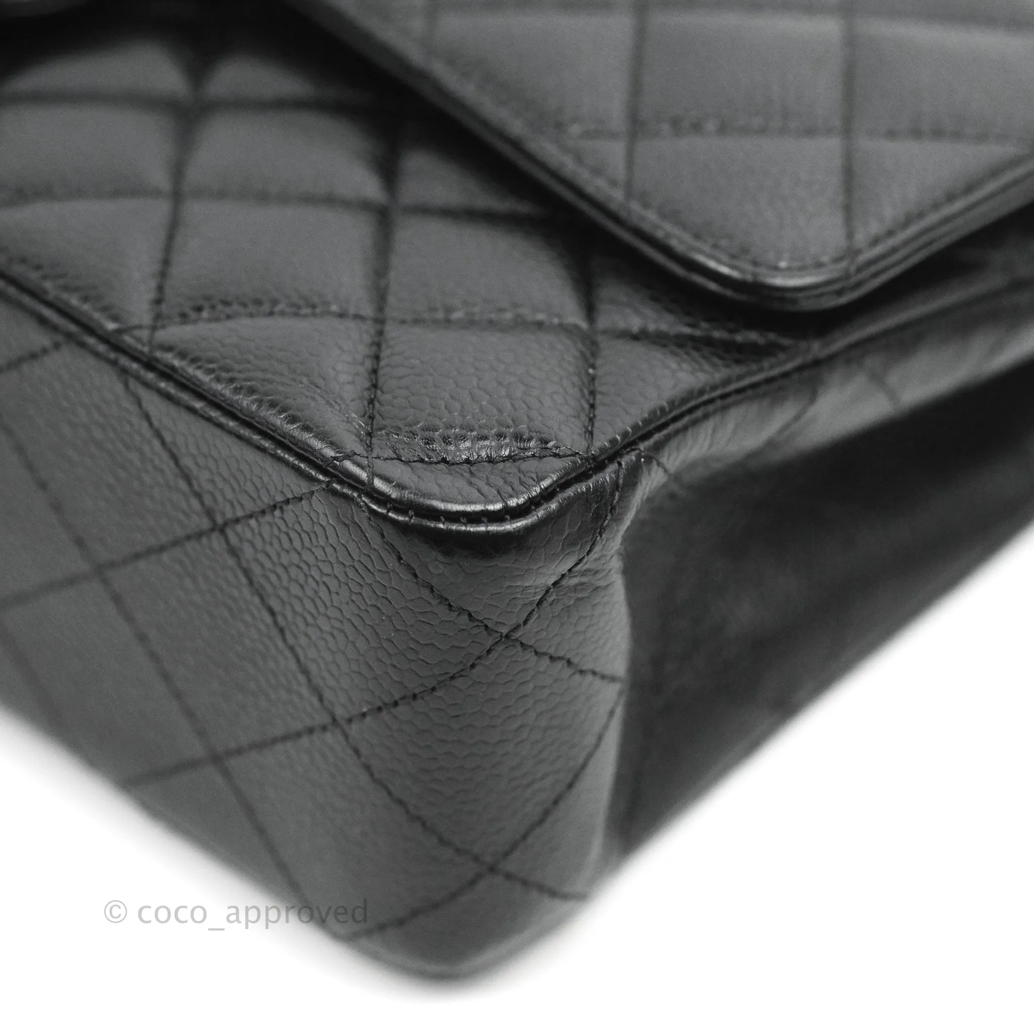 Chanel Classic M/L Medium Flap Quilted Black Caviar Silver Hardware