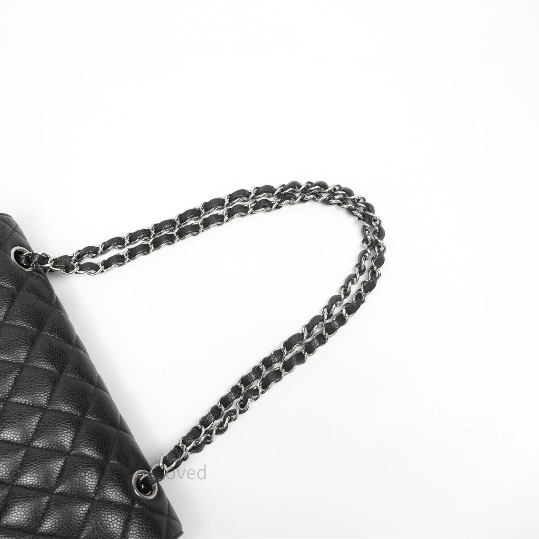 Chanel Classic M/L Medium Flap Quilted Black Caviar Silver Hardware