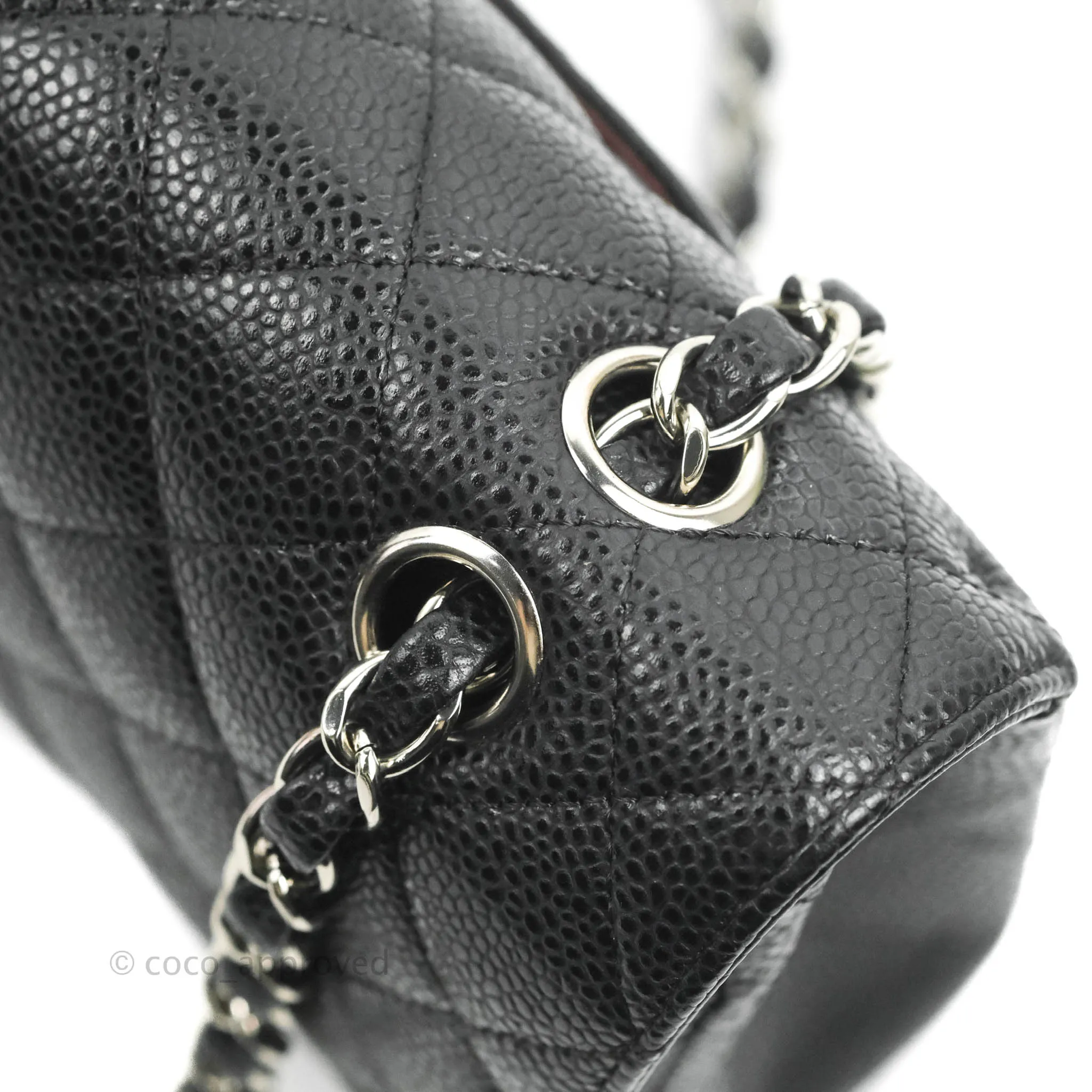 Chanel Classic M/L Medium Flap Quilted Black Caviar Silver Hardware