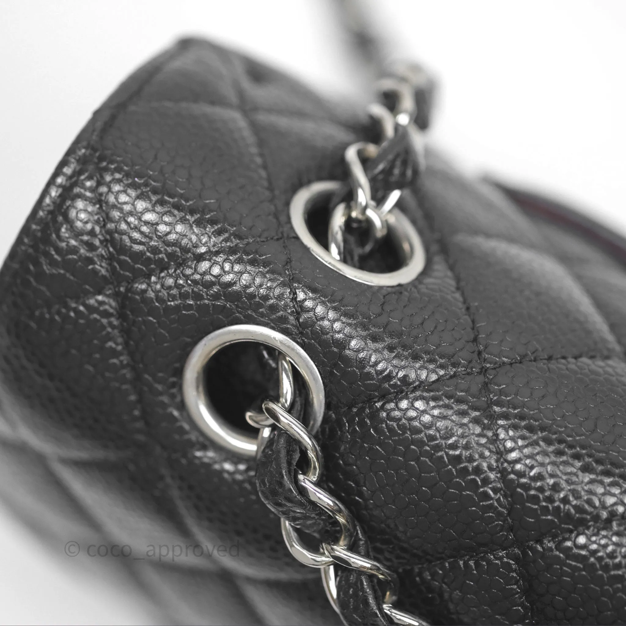 Chanel Classic M/L Medium Flap Quilted Black Caviar Silver Hardware