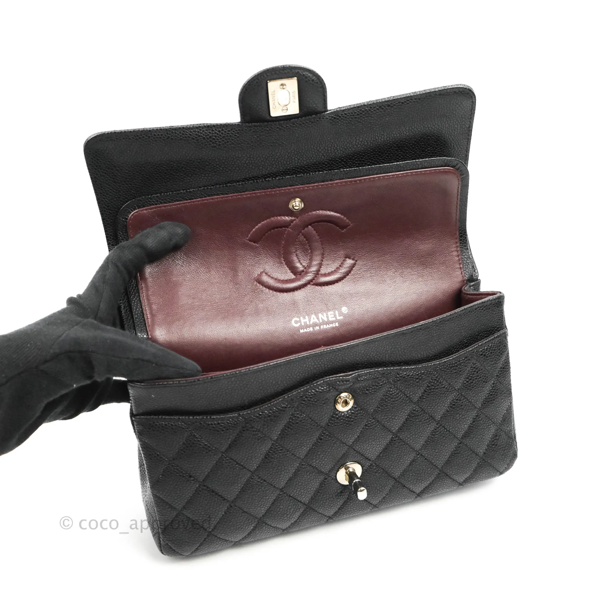 Chanel Classic M/L Medium Flap Quilted Black Caviar Silver Hardware