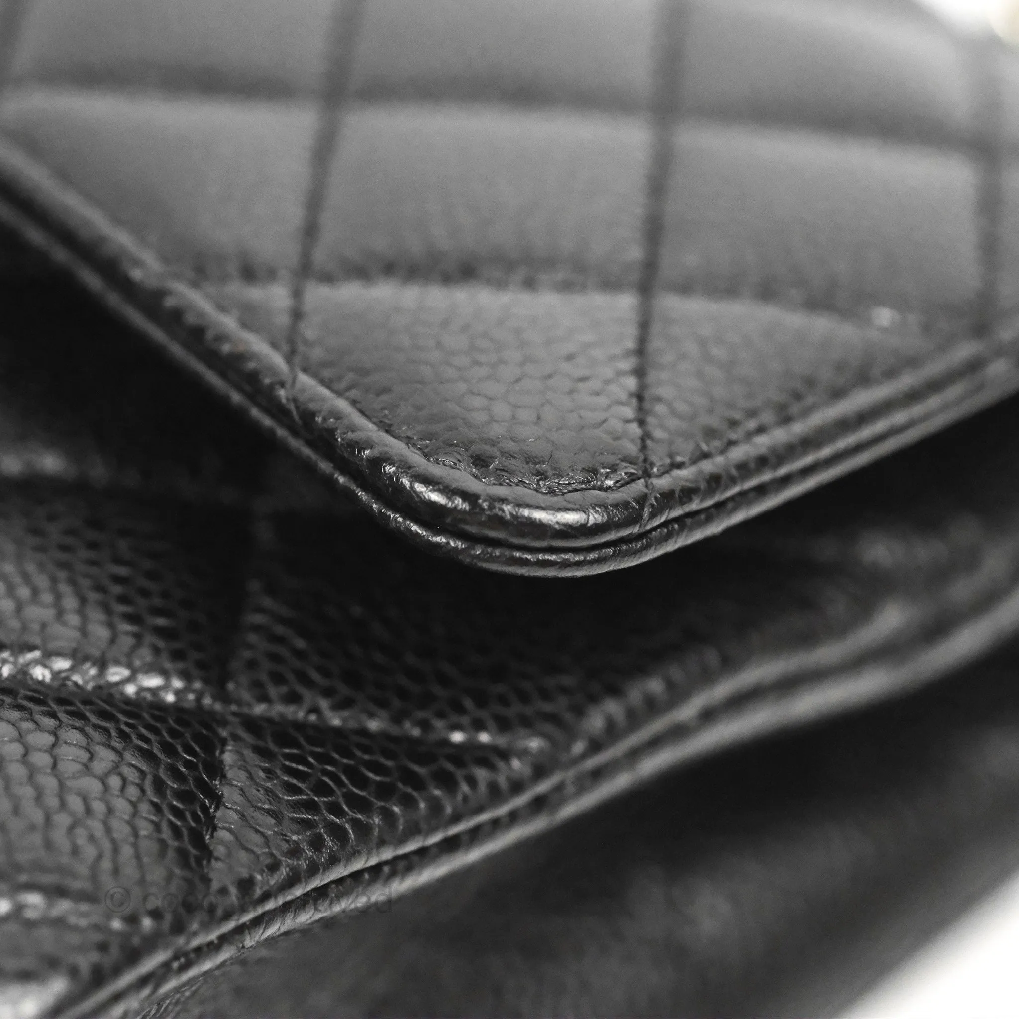 Chanel Classic M/L Medium Flap Quilted Black Caviar Silver Hardware