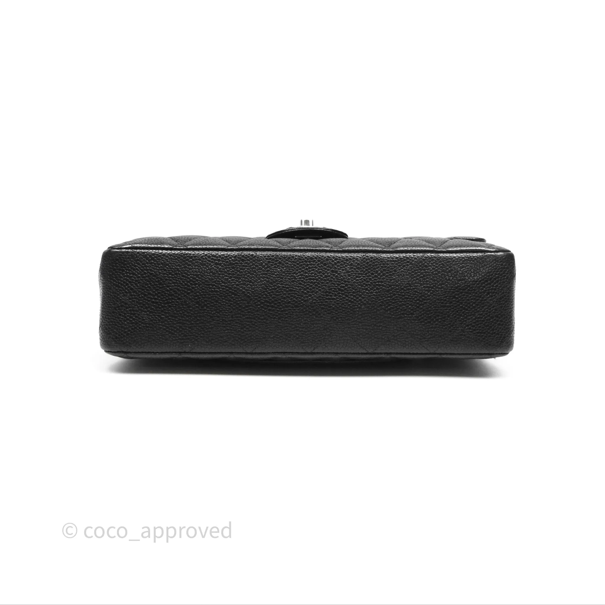 Chanel Classic M/L Medium Flap Quilted Black Caviar Silver Hardware