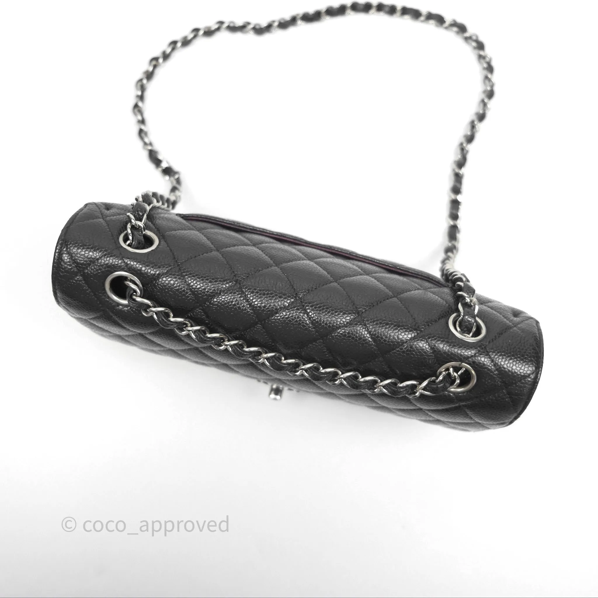 Chanel Classic M/L Medium Flap Quilted Black Caviar Silver Hardware