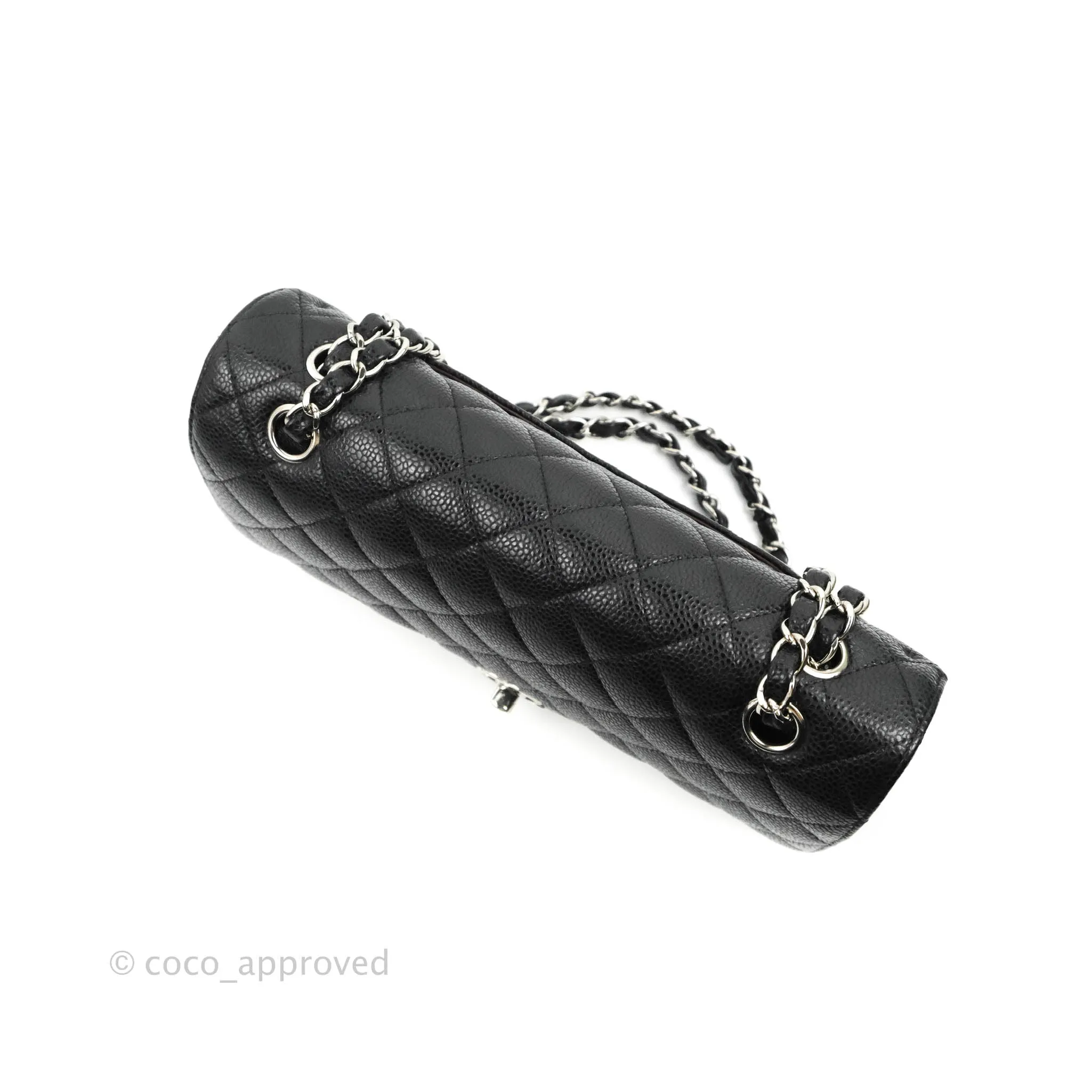 Chanel Classic M/L Medium Flap Quilted Black Caviar Silver Hardware