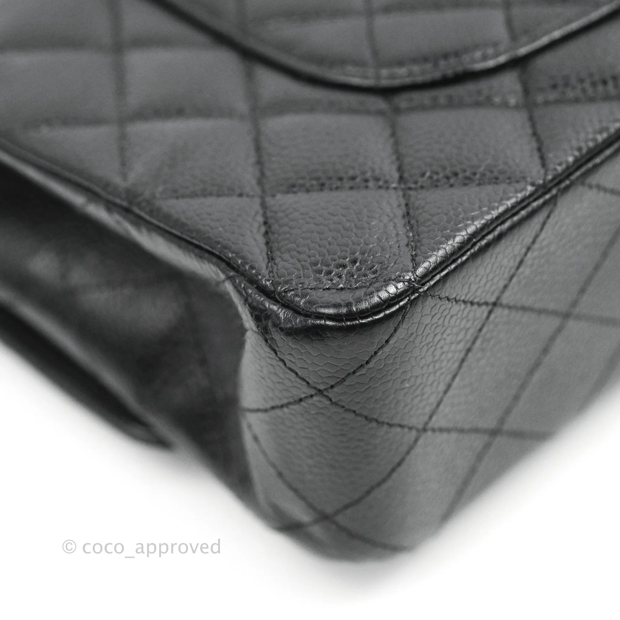Chanel Classic M/L Medium Flap Quilted Black Caviar Silver Hardware