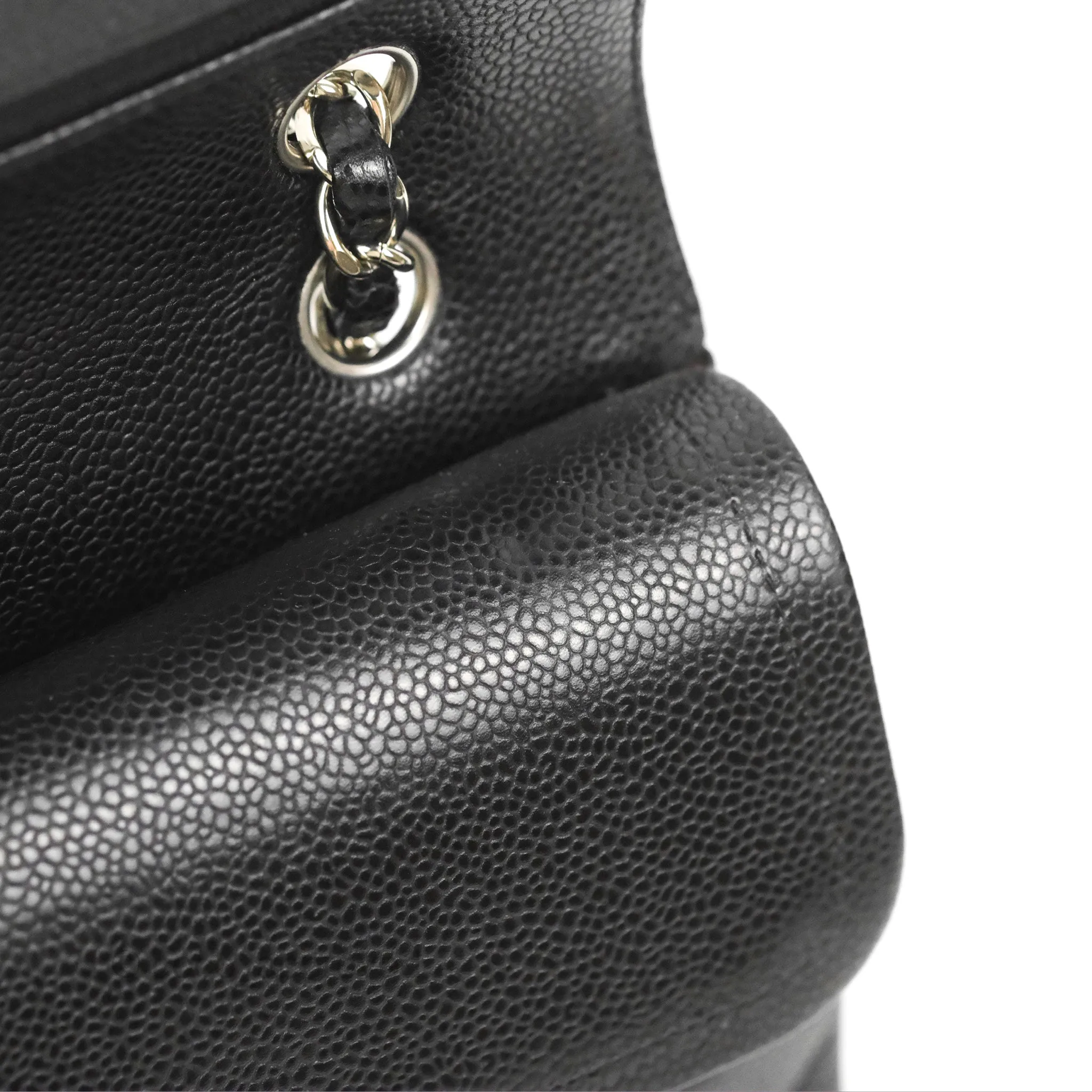 Chanel Classic M/L Medium Flap Quilted Black Caviar Silver Hardware