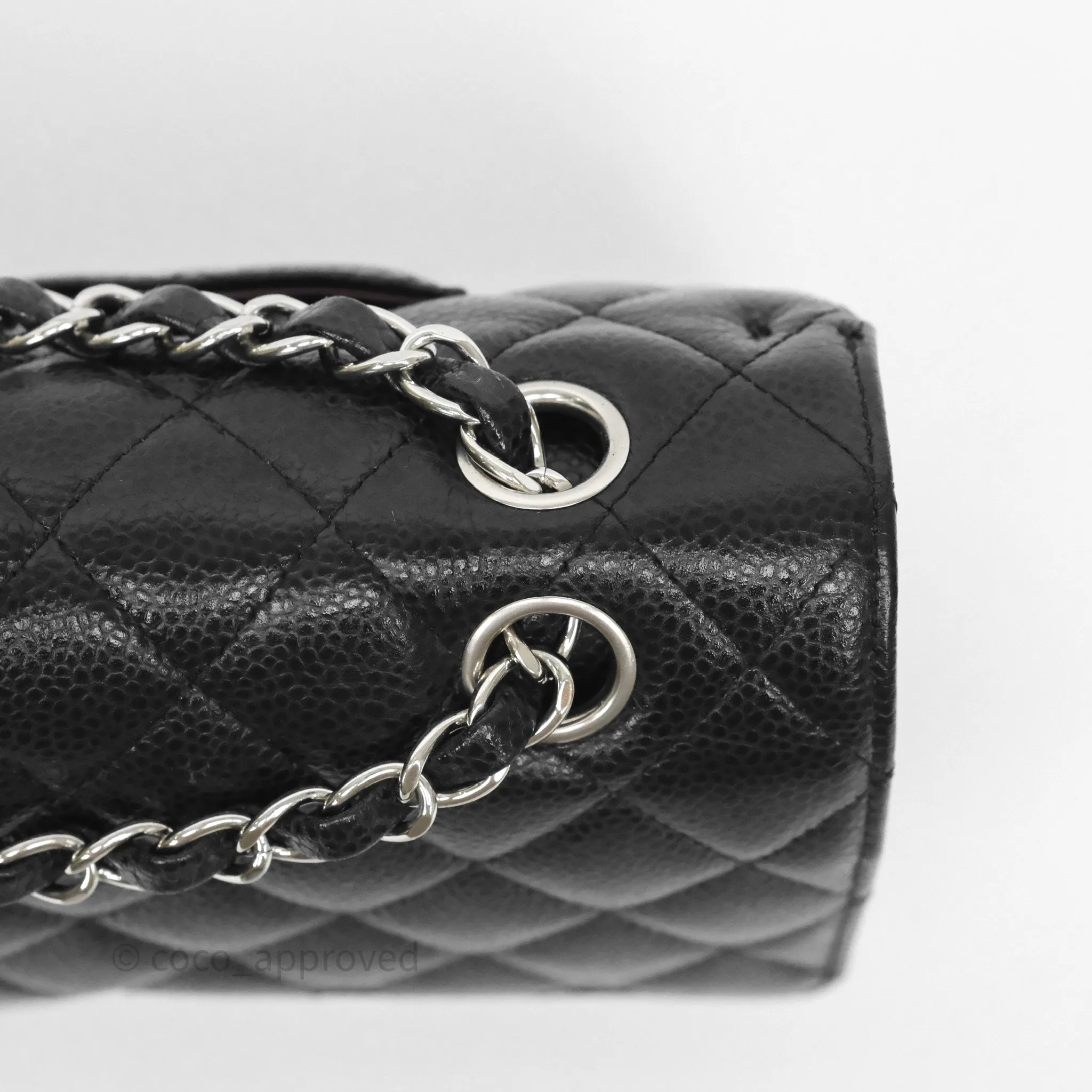 Chanel Classic M/L Medium Flap Quilted Black Caviar Silver Hardware