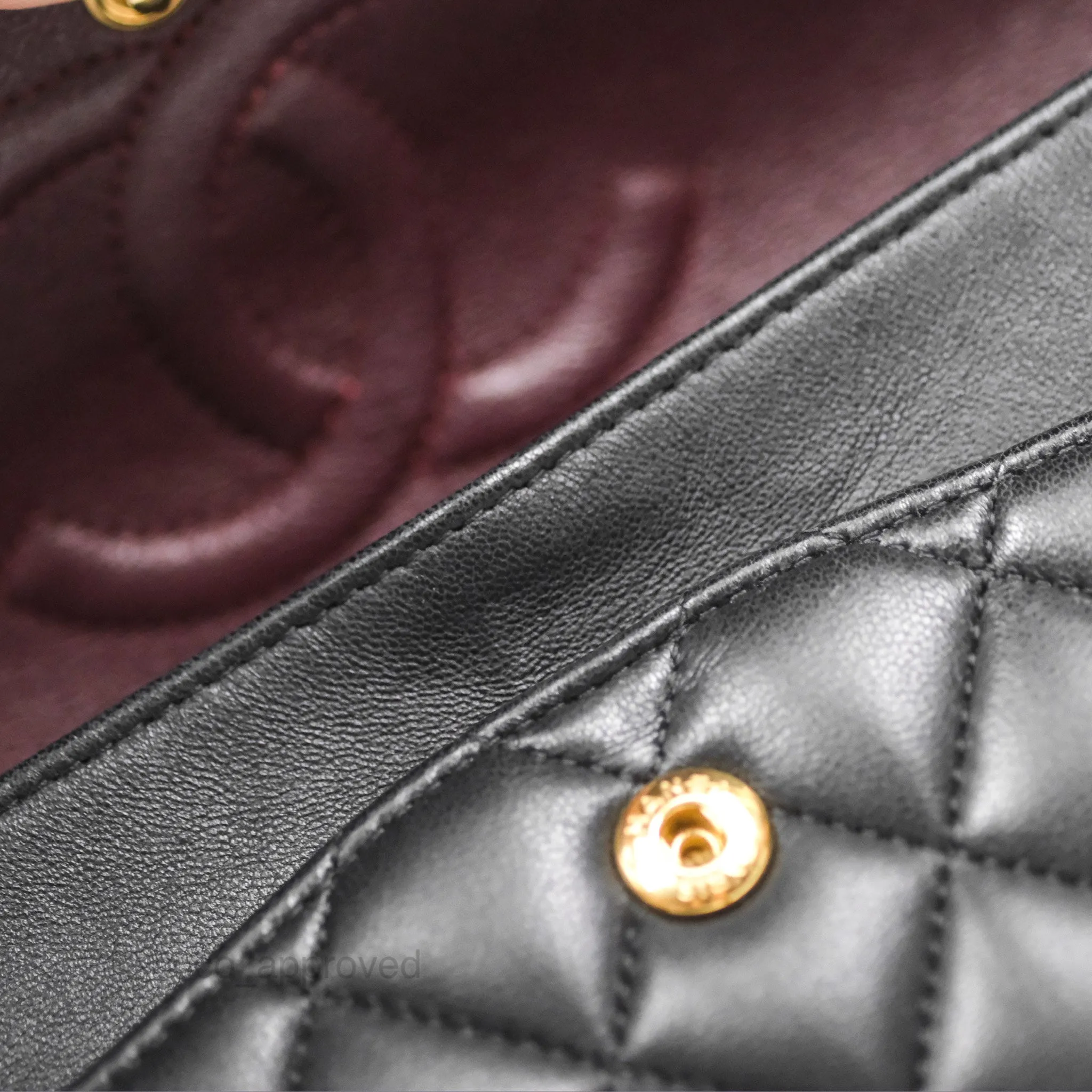 Chanel Classic M/L Medium Flap Quilted Black Lambskin Gold Hardware