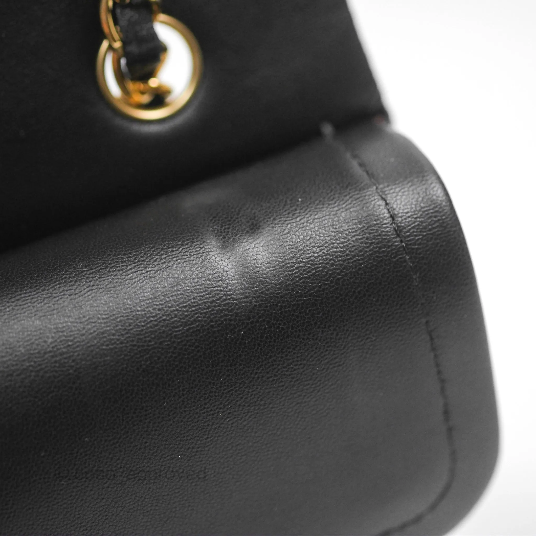 Chanel Classic M/L Medium Flap Quilted Black Lambskin Gold Hardware