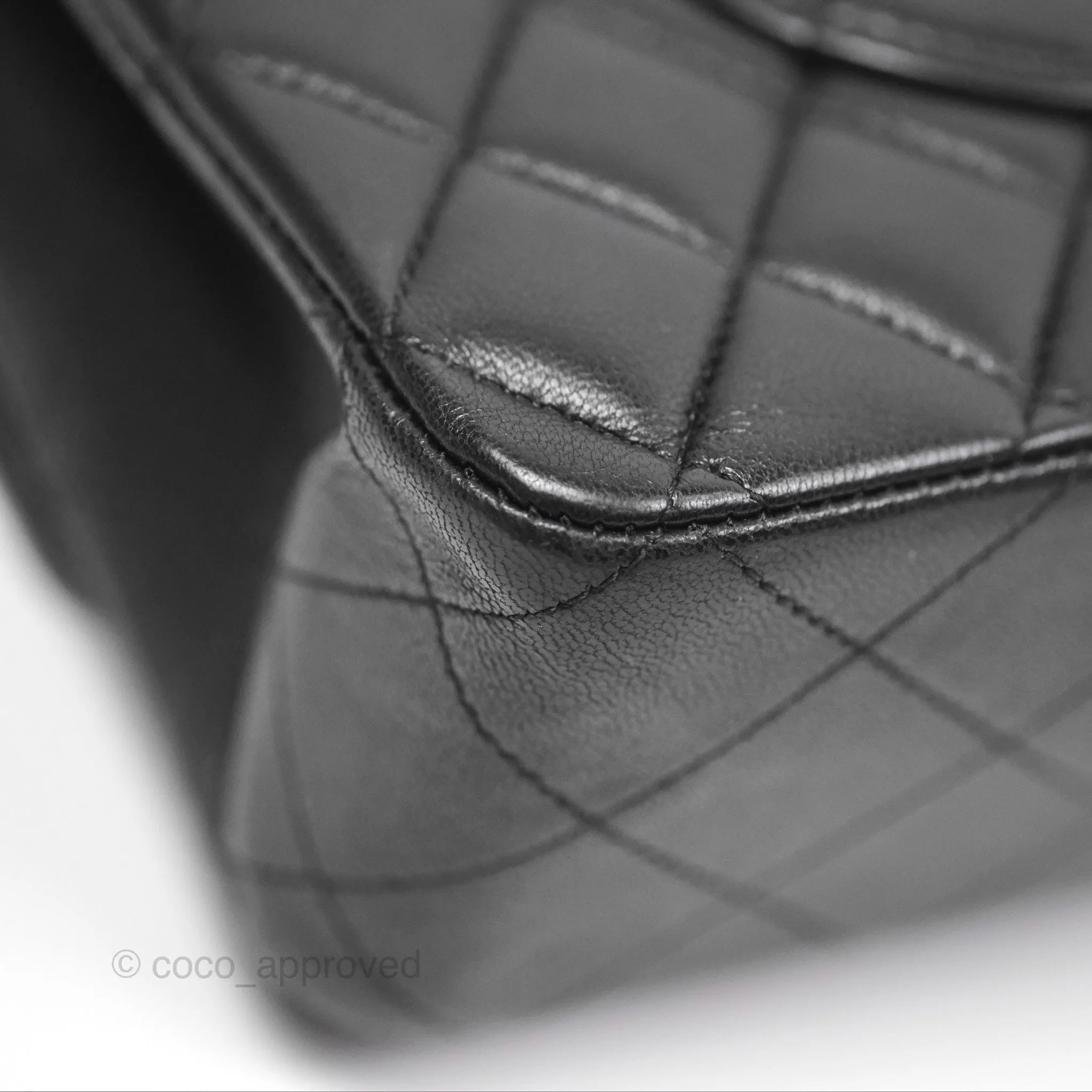 Chanel Classic M/L Medium Flap Quilted Black Lambskin Gold Hardware