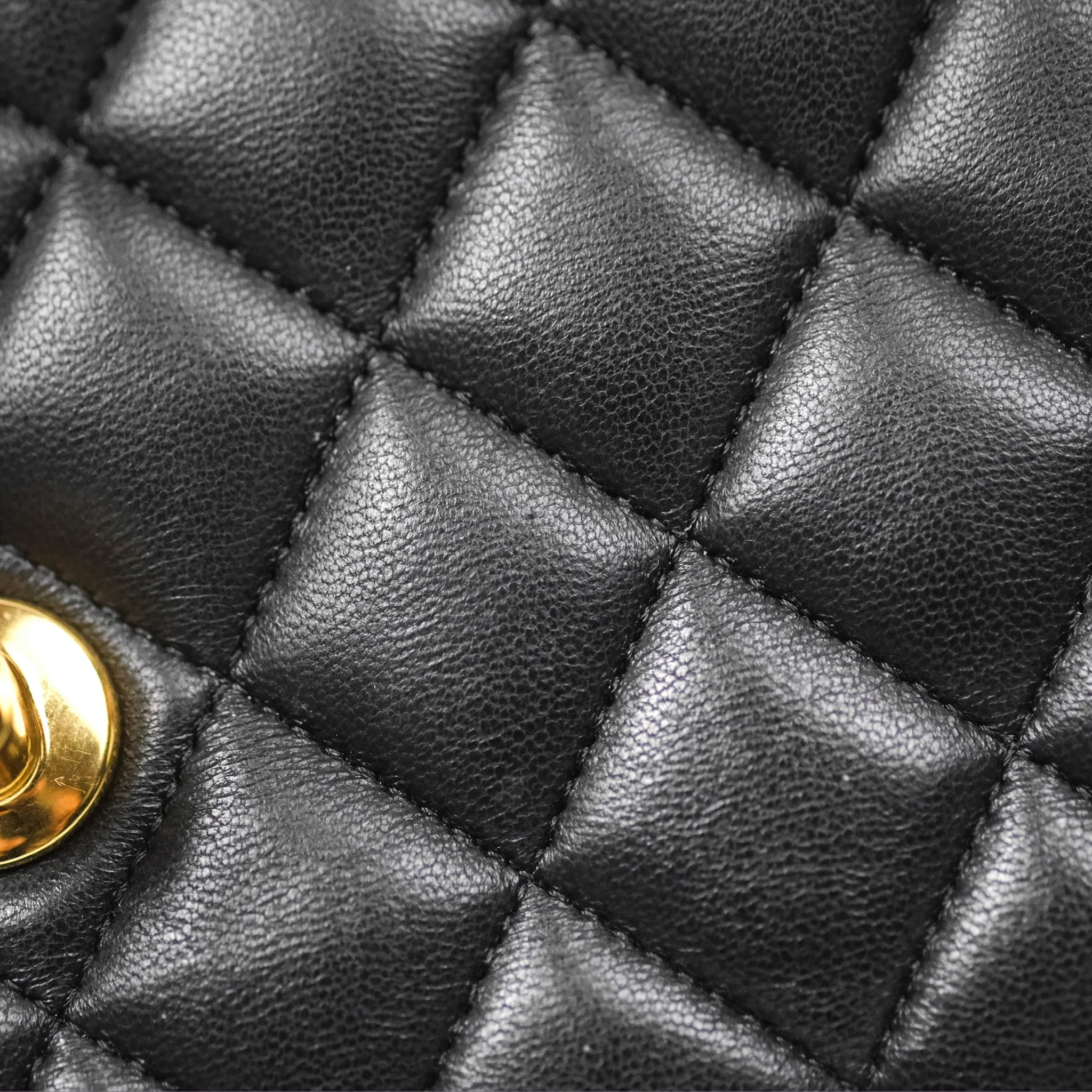 Chanel Classic M/L Medium Flap Quilted Black Lambskin Gold Hardware