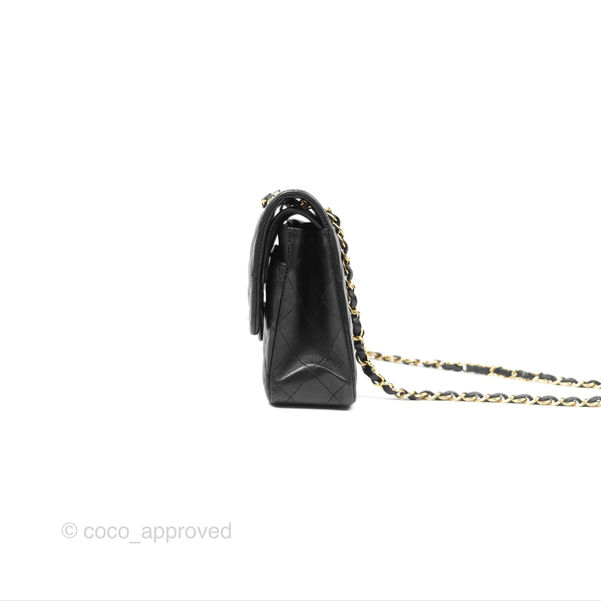 Chanel Classic M/L Medium Flap Quilted Black Lambskin Gold Hardware