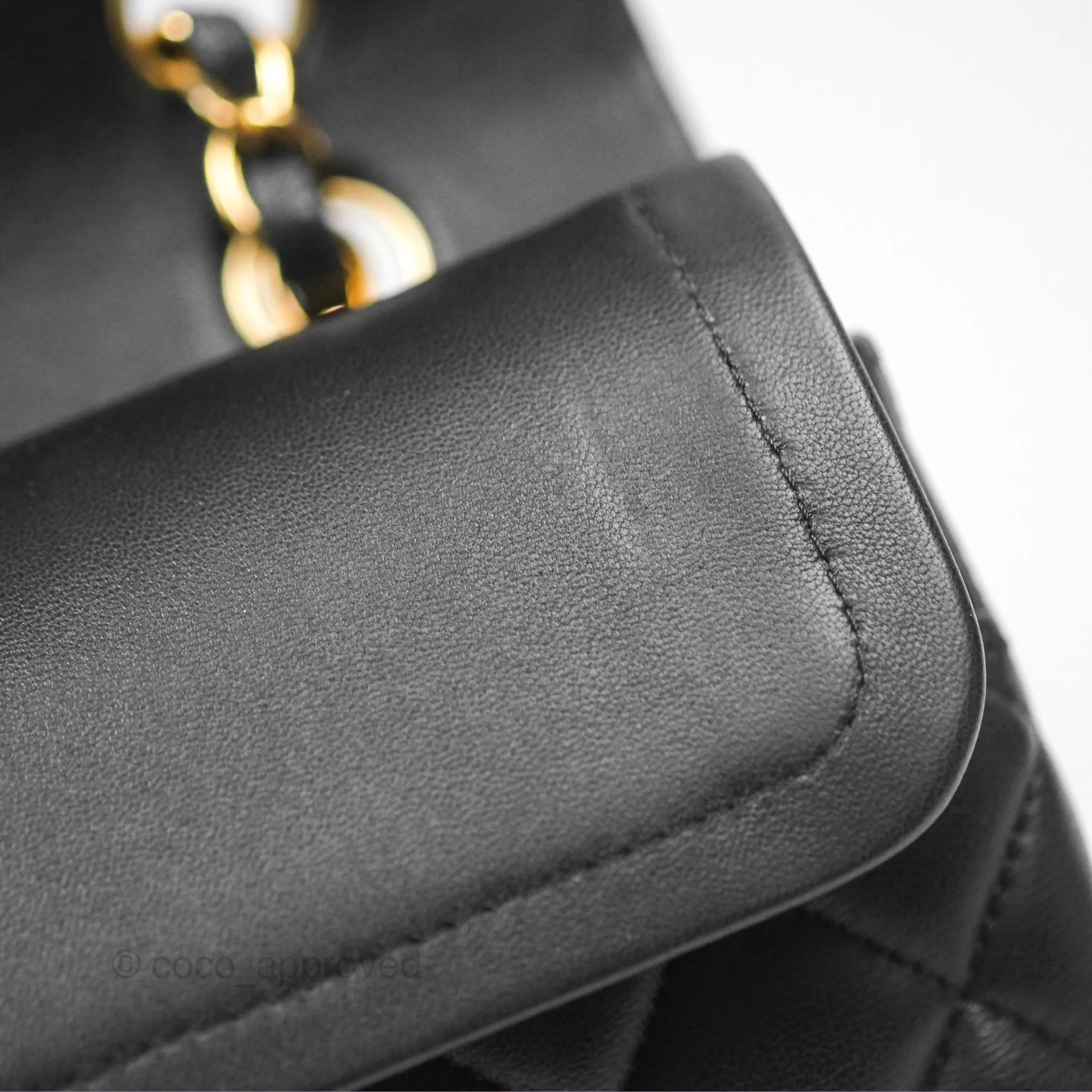 Chanel Classic M/L Medium Flap Quilted Black Lambskin Gold Hardware