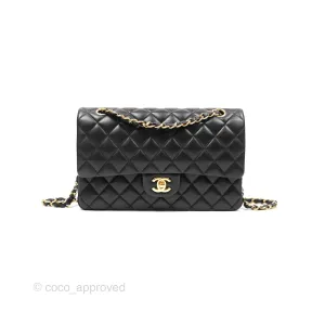 Chanel Classic M/L Medium Flap Quilted Black Lambskin Gold Hardware