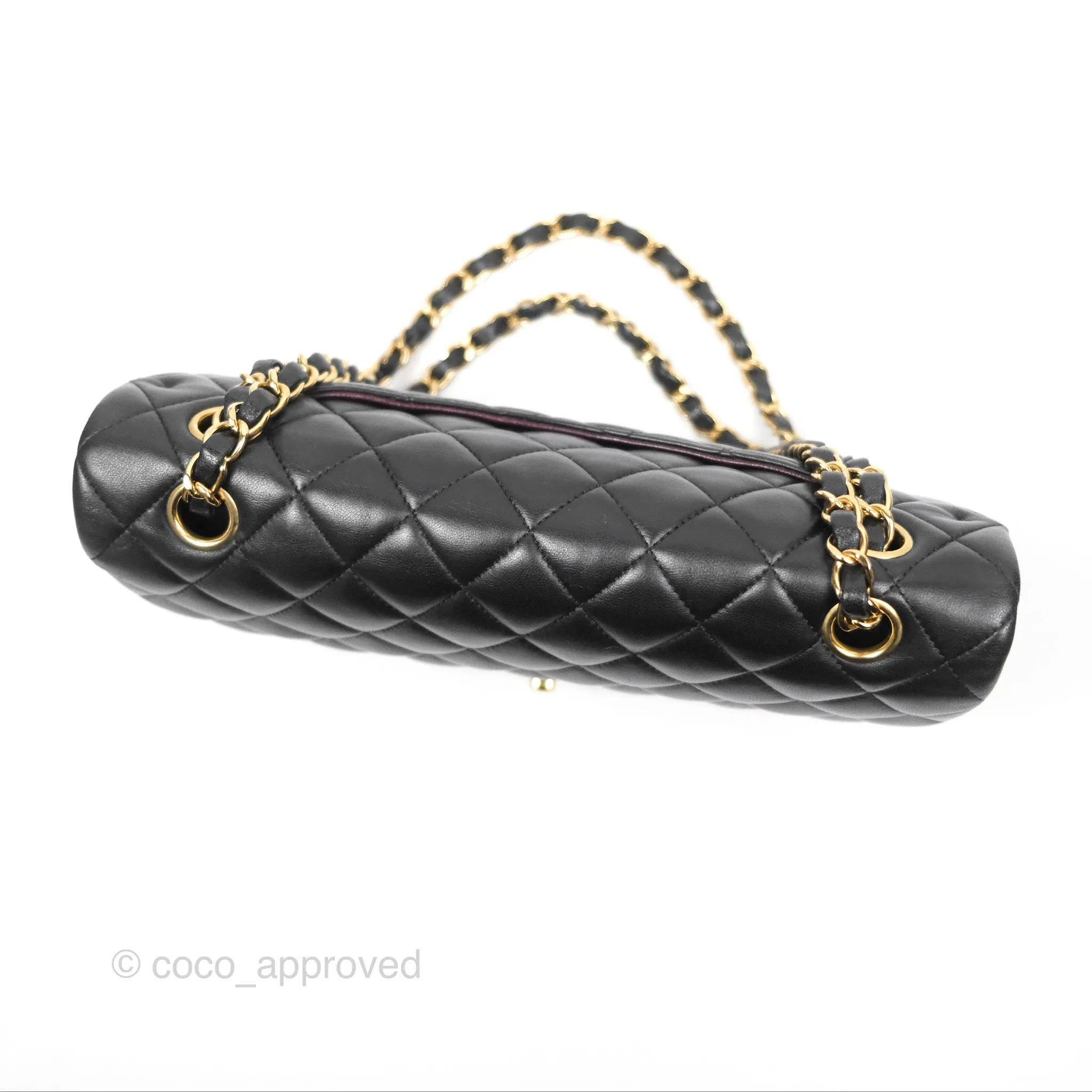 Chanel Classic M/L Medium Flap Quilted Black Lambskin Gold Hardware