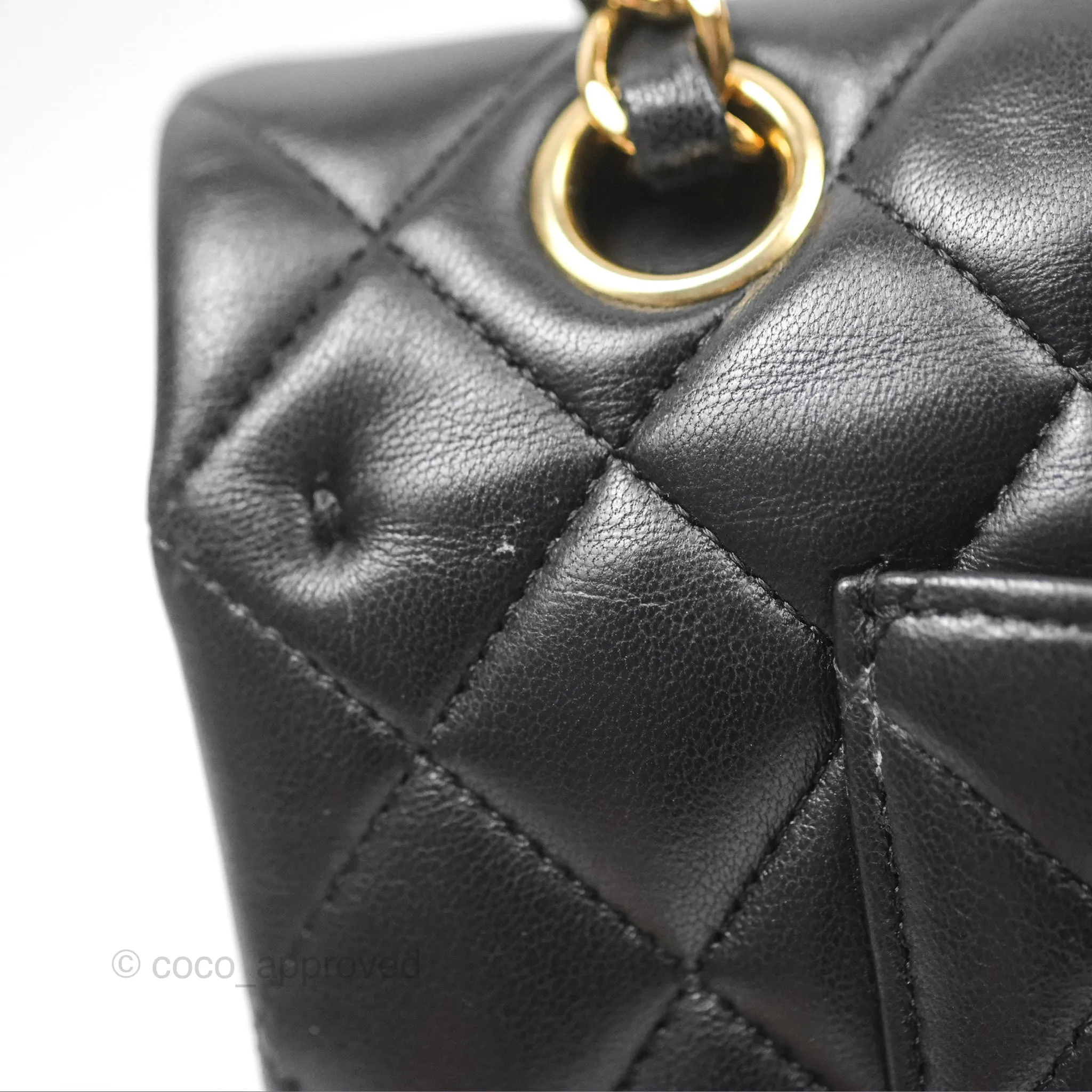Chanel Classic M/L Medium Flap Quilted Black Lambskin Gold Hardware