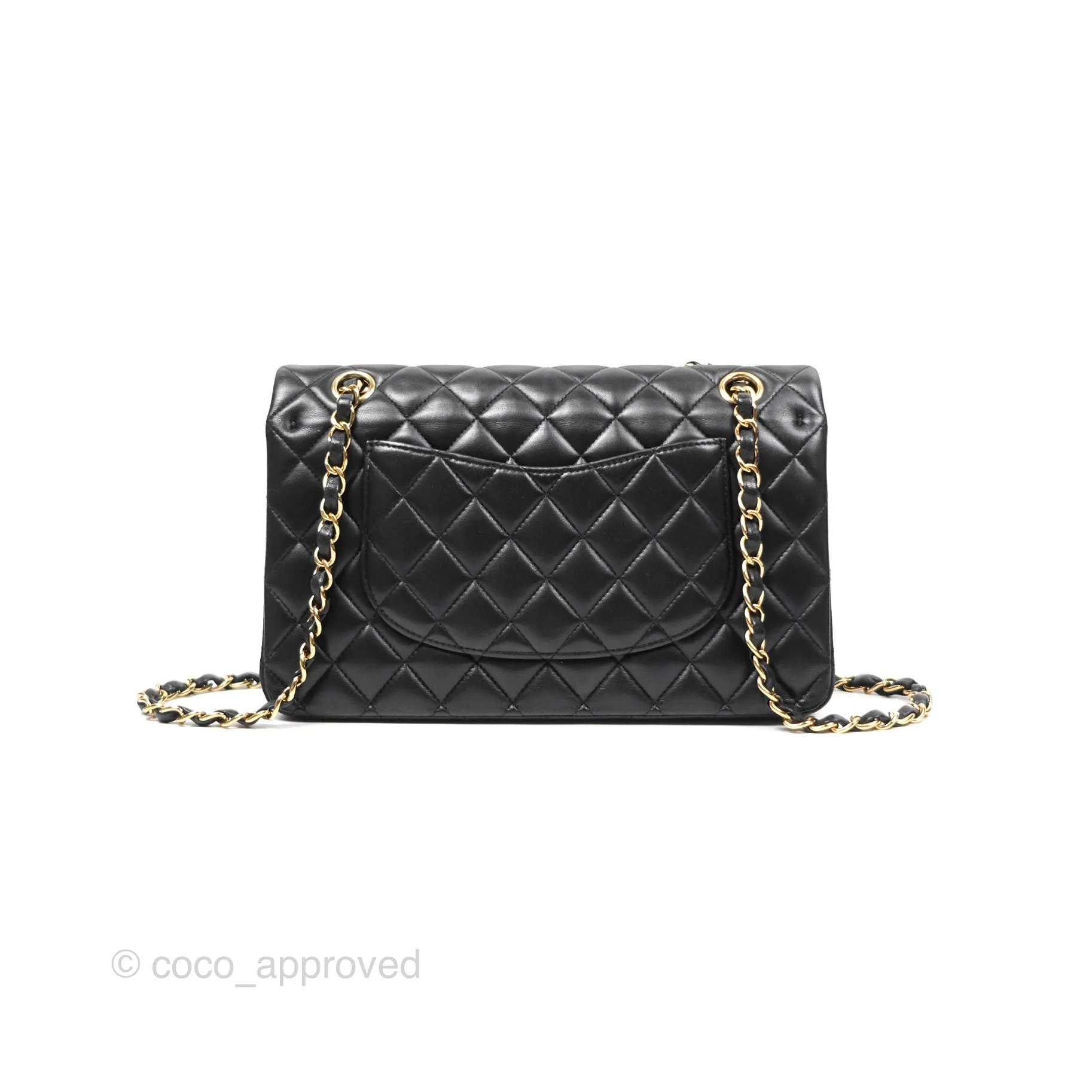Chanel Classic M/L Medium Flap Quilted Black Lambskin Gold Hardware
