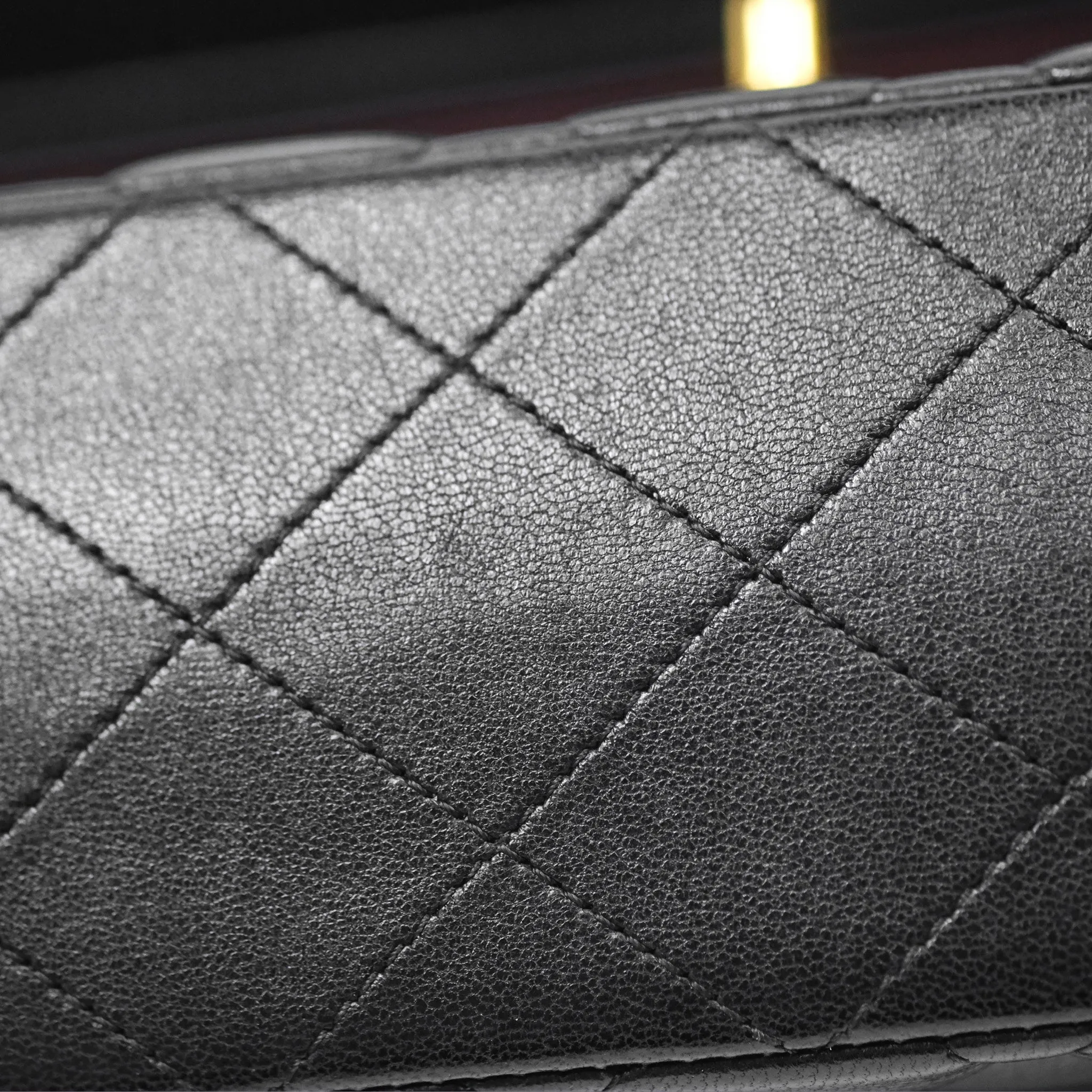 Chanel Classic M/L Medium Flap Quilted Black Lambskin Gold Hardware