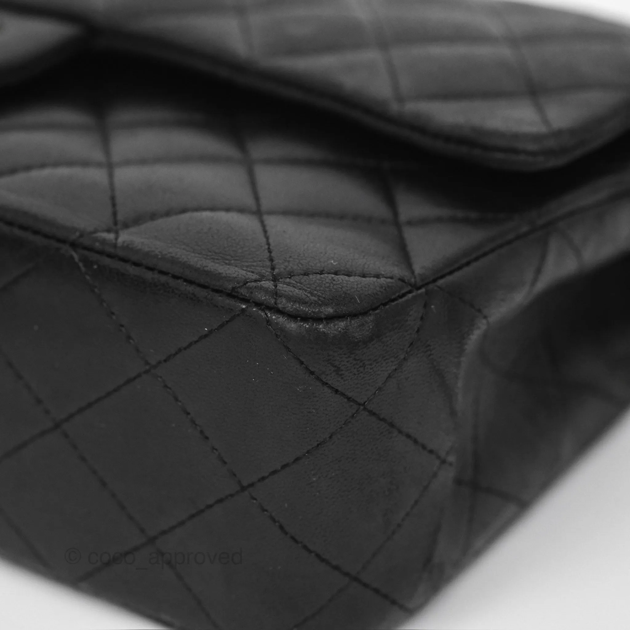 Chanel Classic M/L Medium Flap Quilted Black Lambskin Gold Hardware