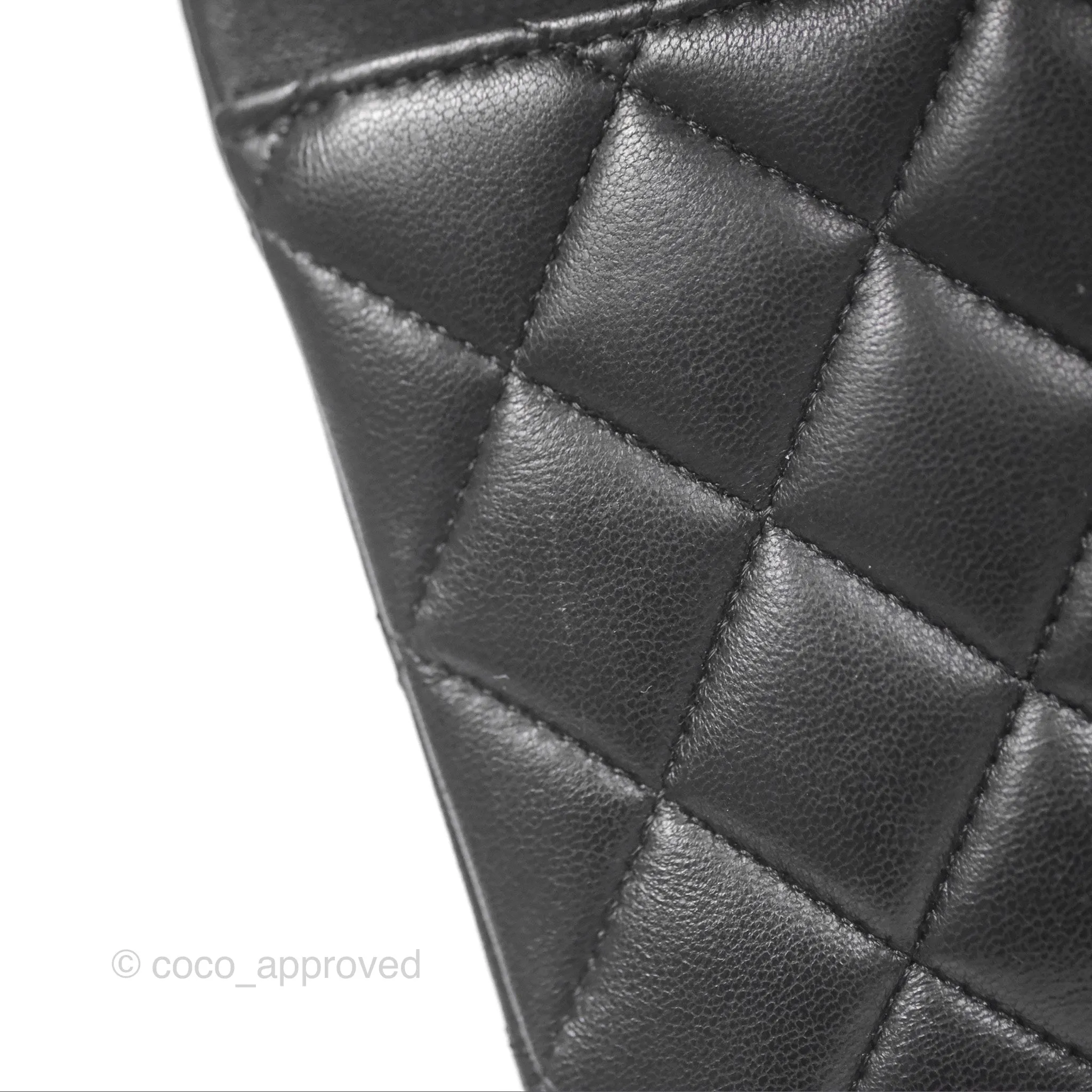 Chanel Classic M/L Medium Flap Quilted Black Lambskin Gold Hardware