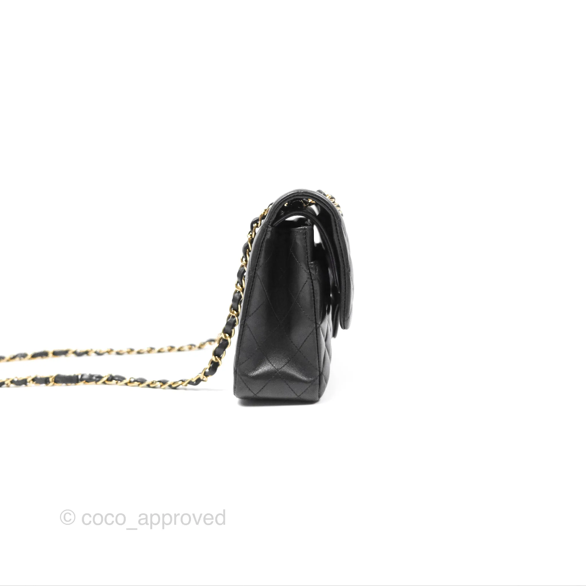 Chanel Classic M/L Medium Flap Quilted Black Lambskin Gold Hardware
