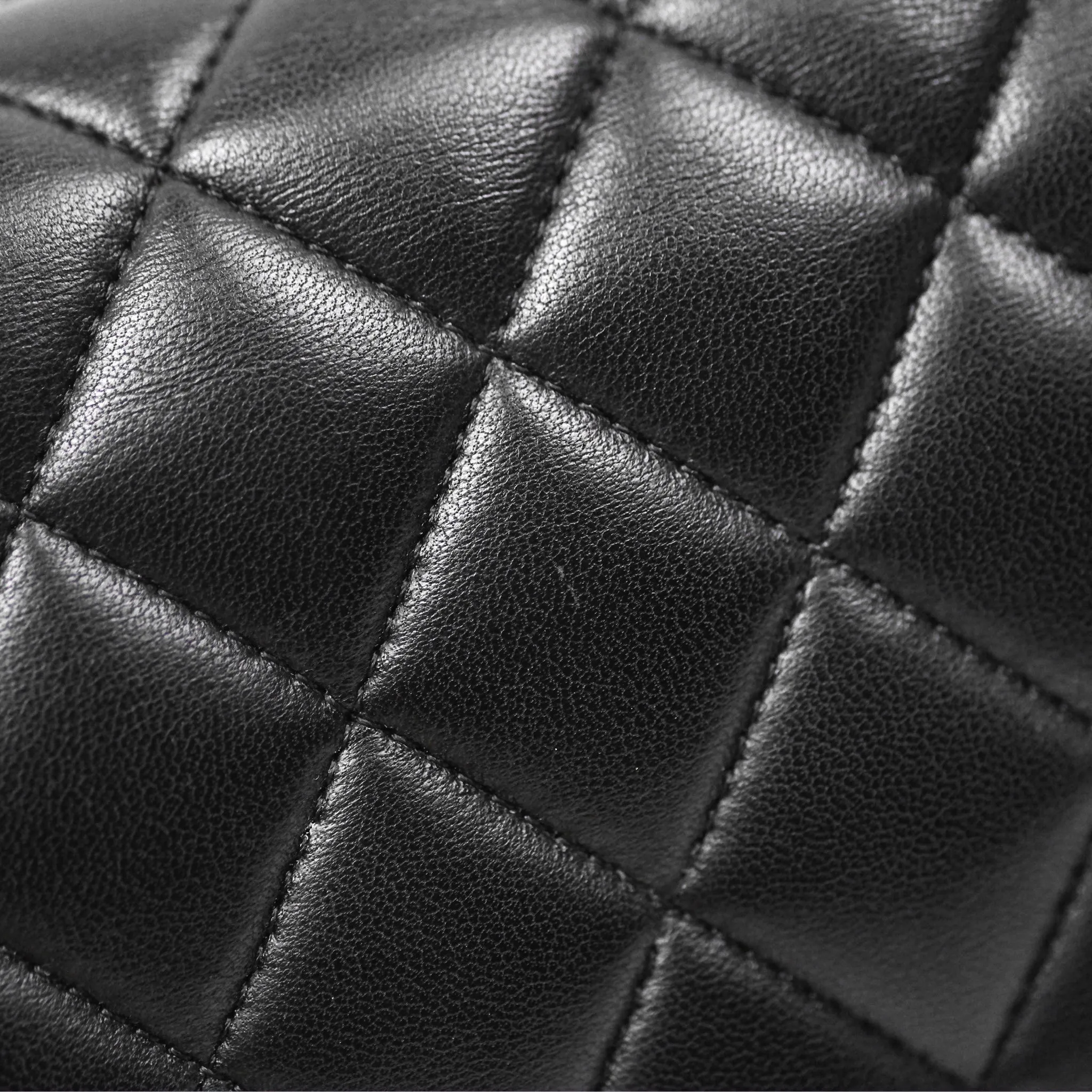 Chanel Classic M/L Medium Flap Quilted Black Lambskin Gold Hardware