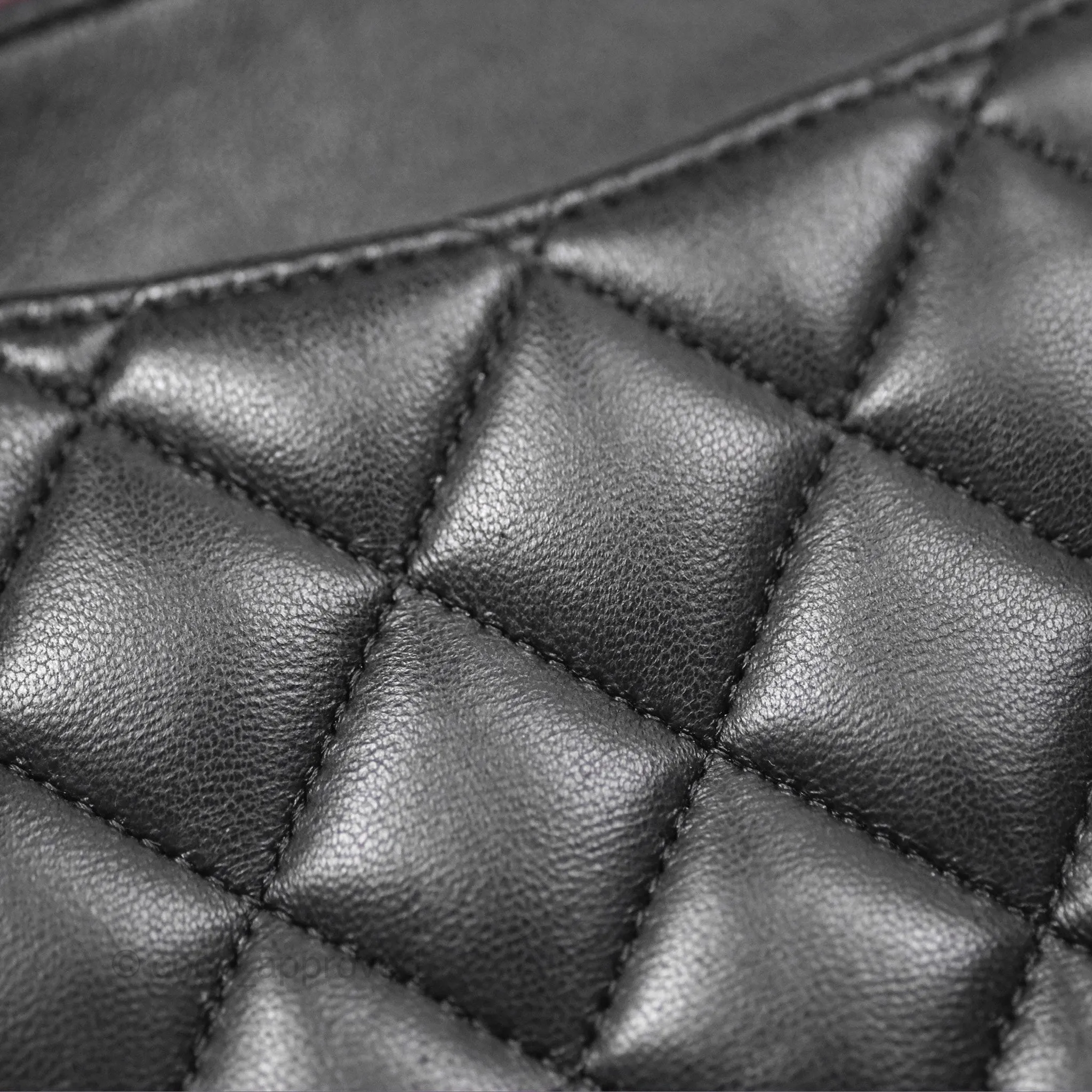 Chanel Classic M/L Medium Flap Quilted Black Lambskin Gold Hardware