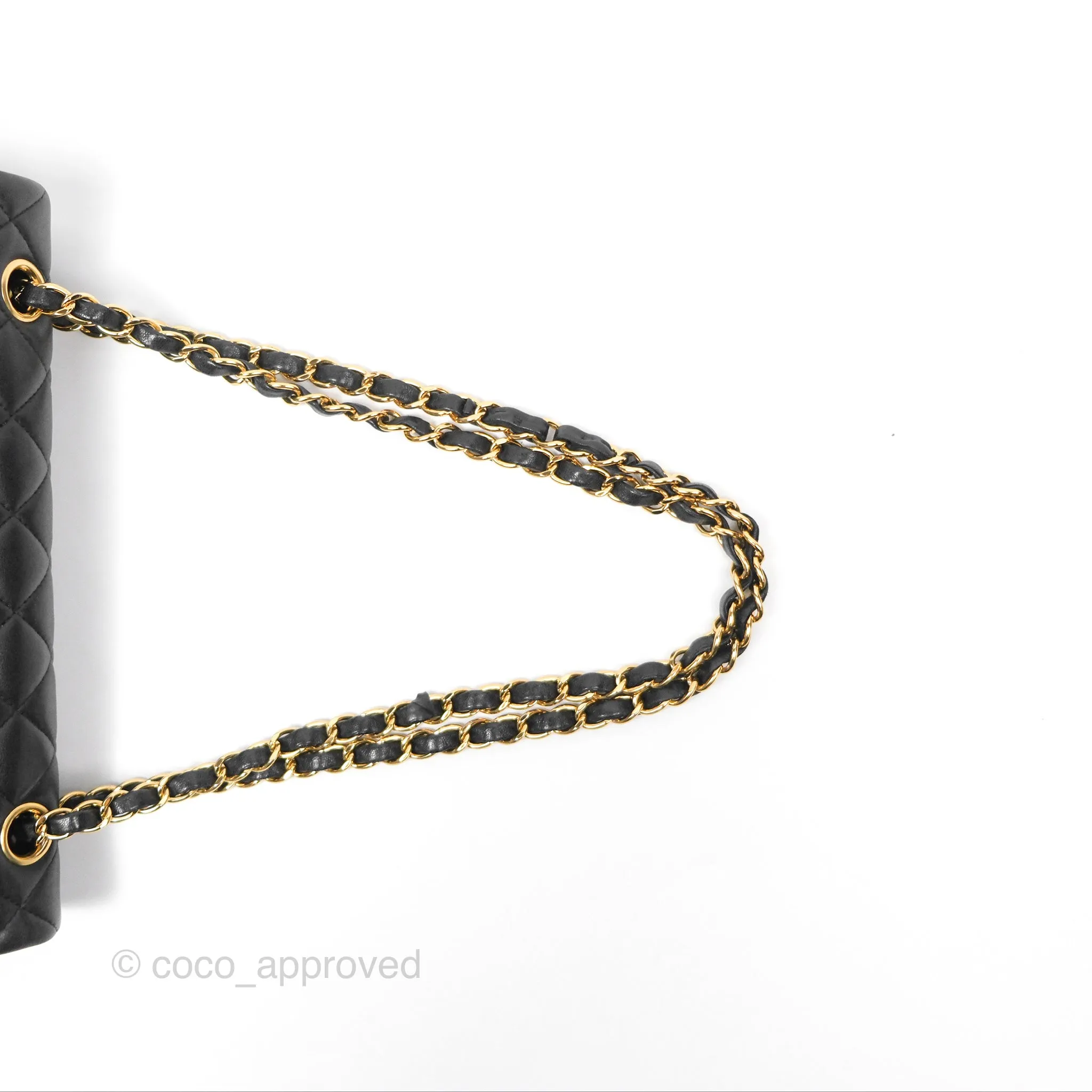 Chanel Classic M/L Medium Flap Quilted Black Lambskin Gold Hardware