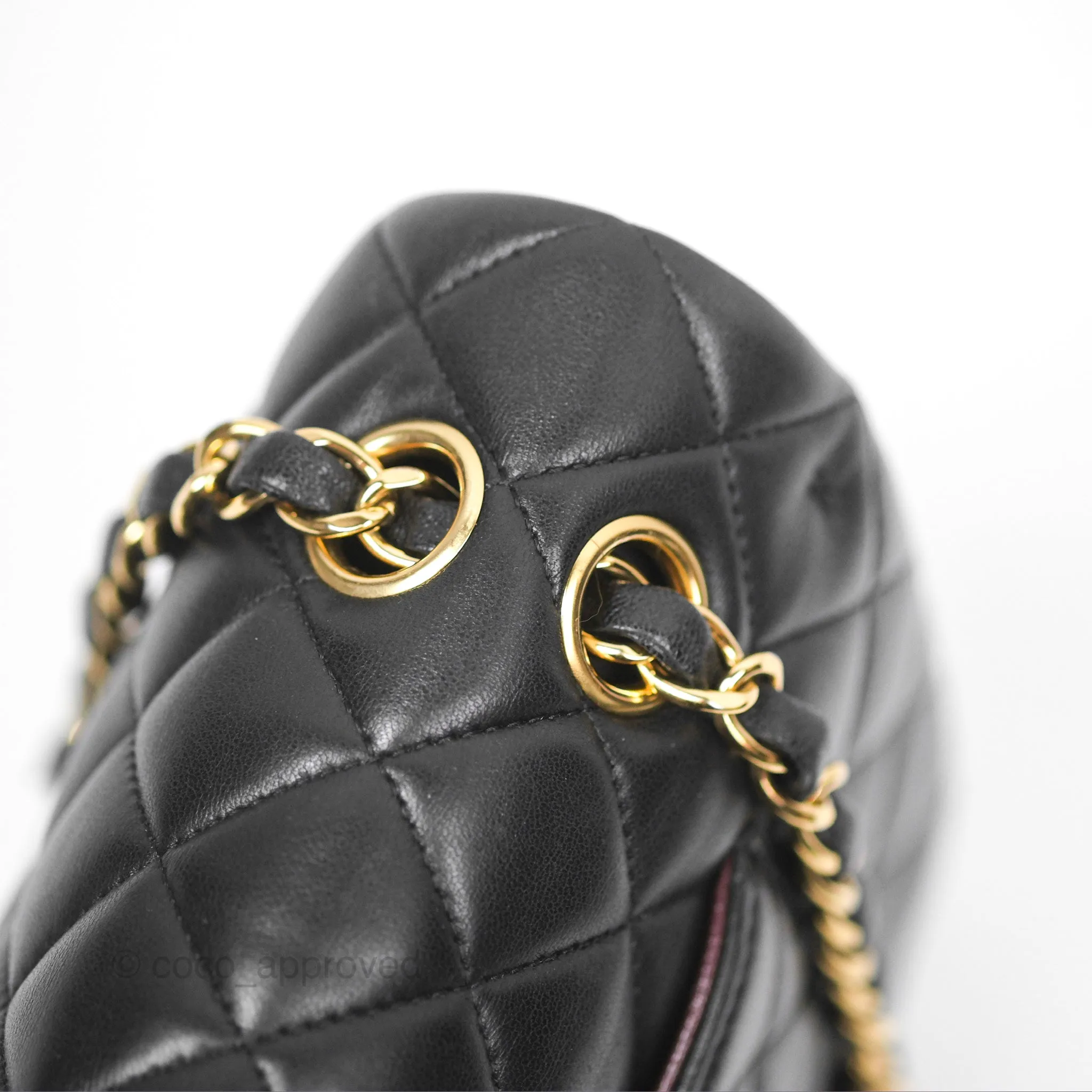 Chanel Classic M/L Medium Flap Quilted Black Lambskin Gold Hardware