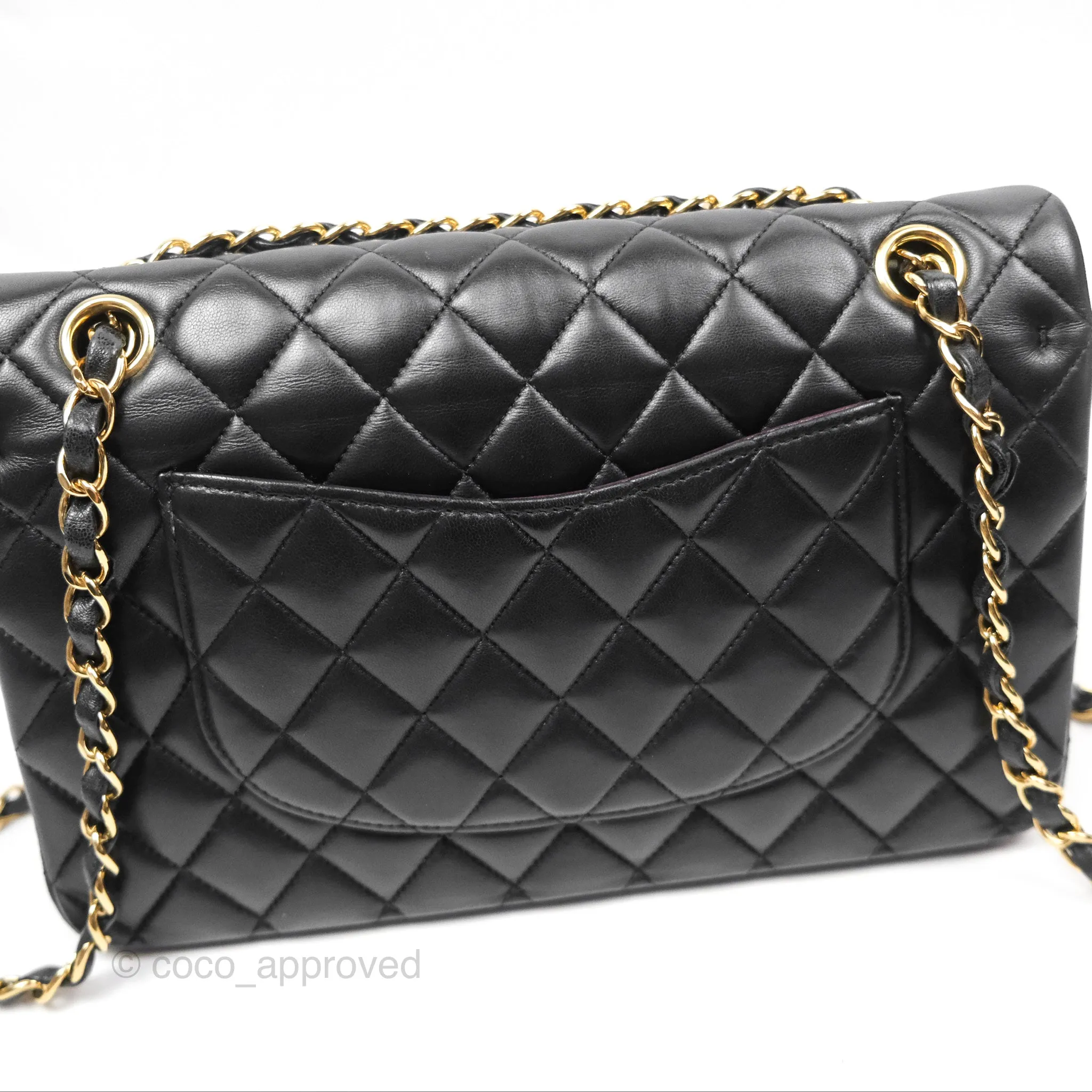 Chanel Classic M/L Medium Flap Quilted Black Lambskin Gold Hardware