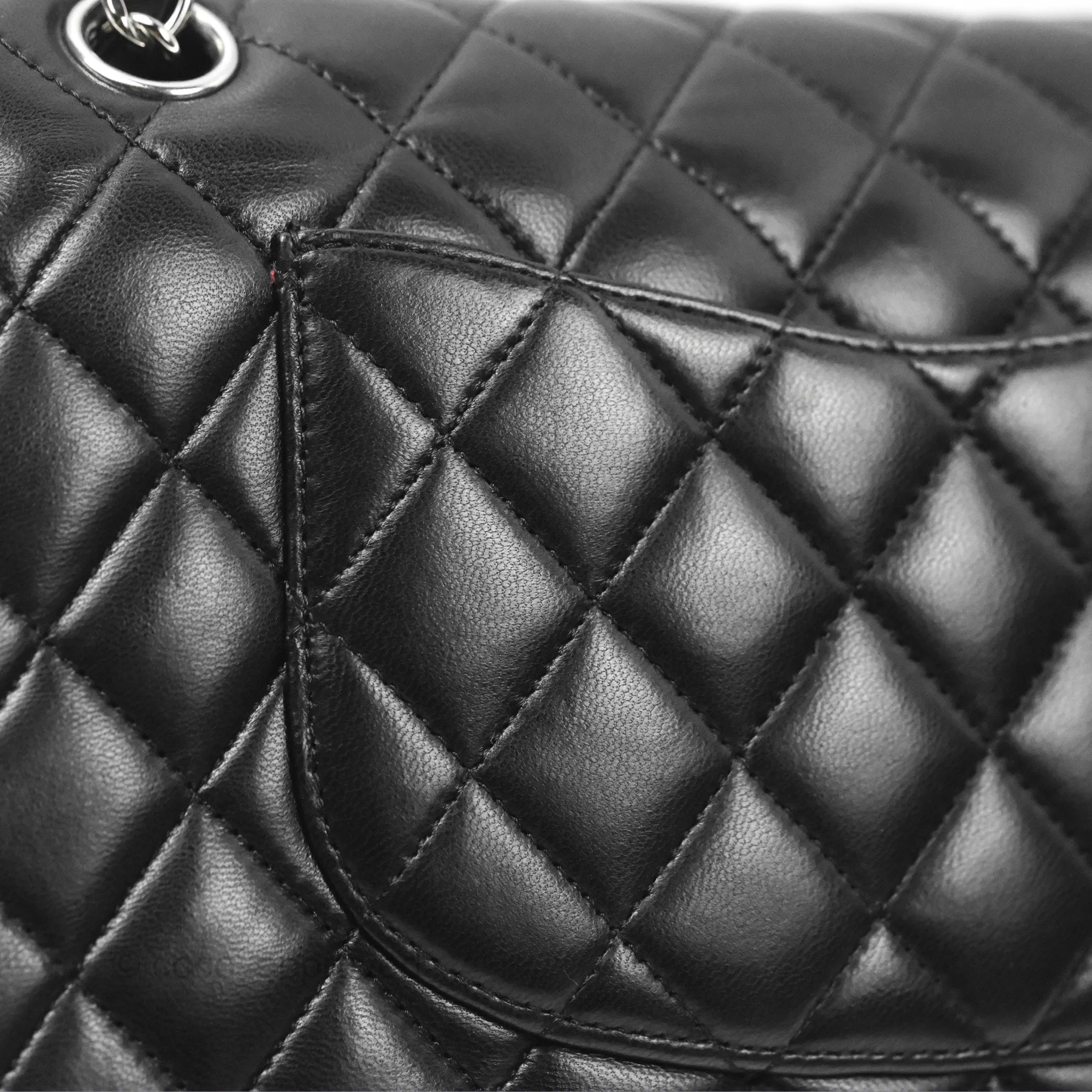 Chanel Classic M/L Medium Flap Quilted Black Lambskin Silver Hardware