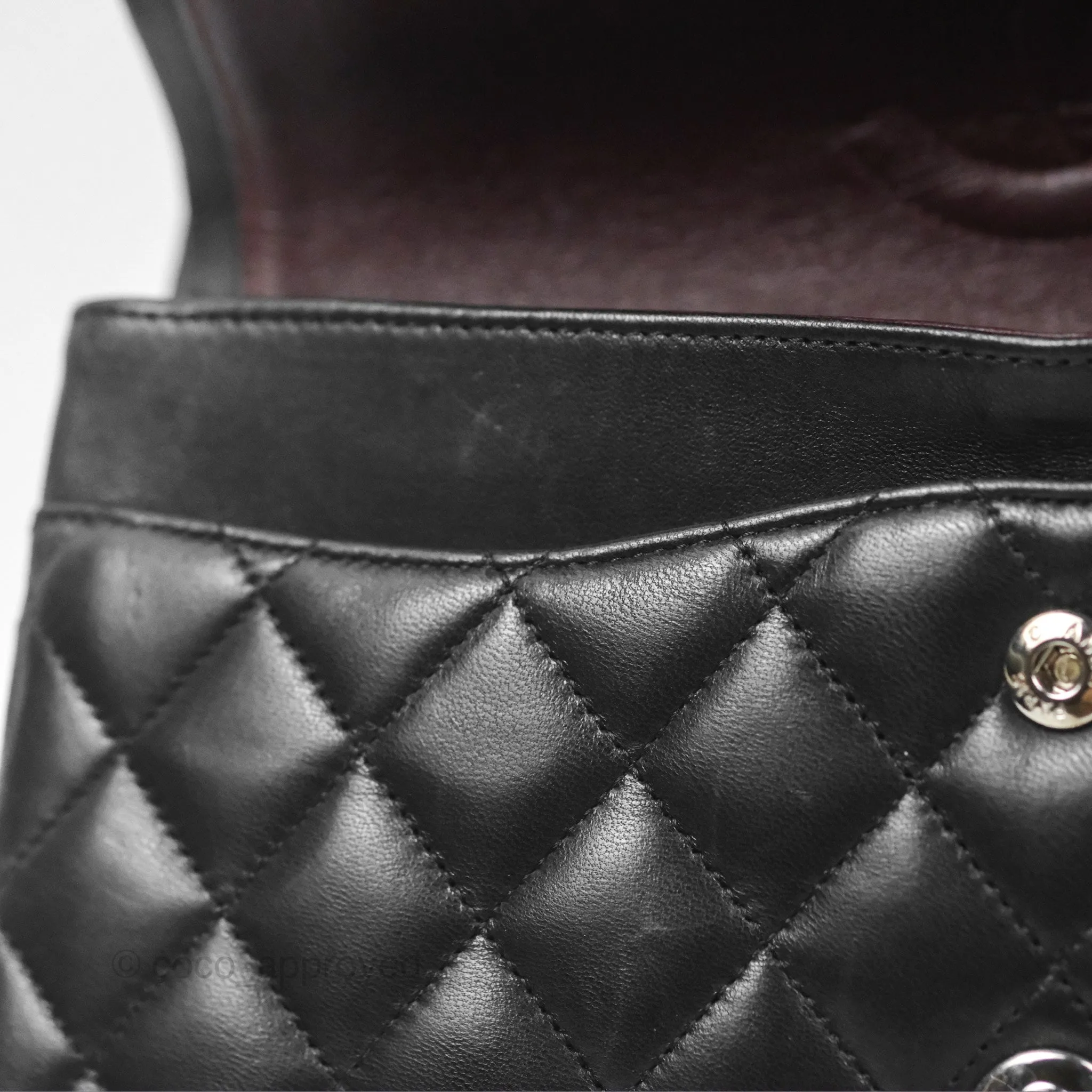 Chanel Classic M/L Medium Flap Quilted Black Lambskin Silver Hardware