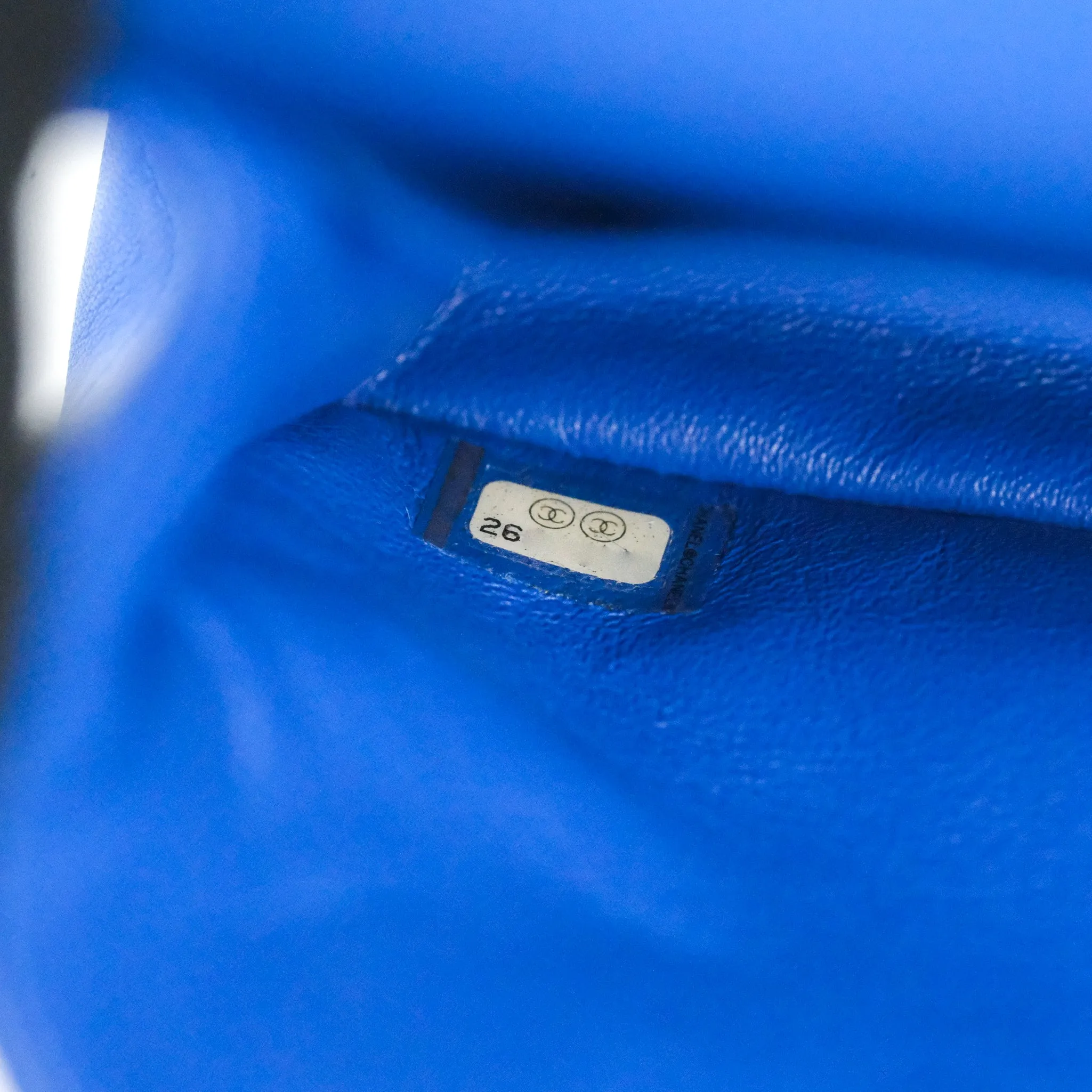 Chanel Classic M/L Medium Flap Quilted Blue Lambskin Silver Hardware