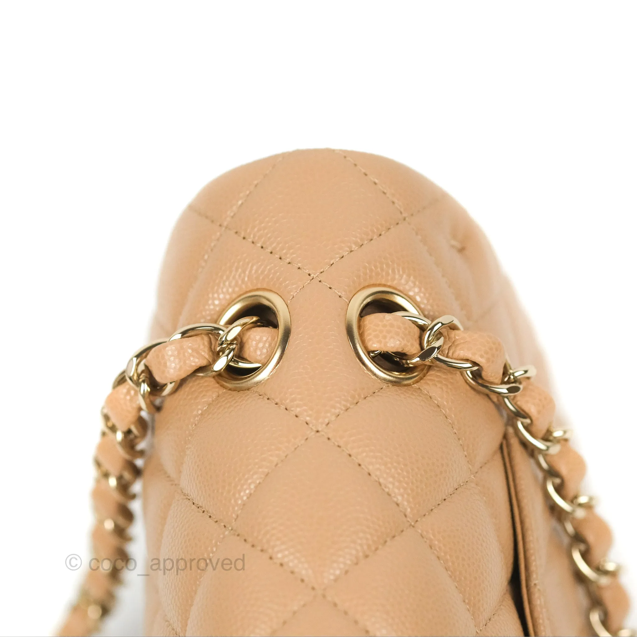 Chanel Classic M/L Medium Flap Quilted Dark Beige Caviar Gold Hardware 19B