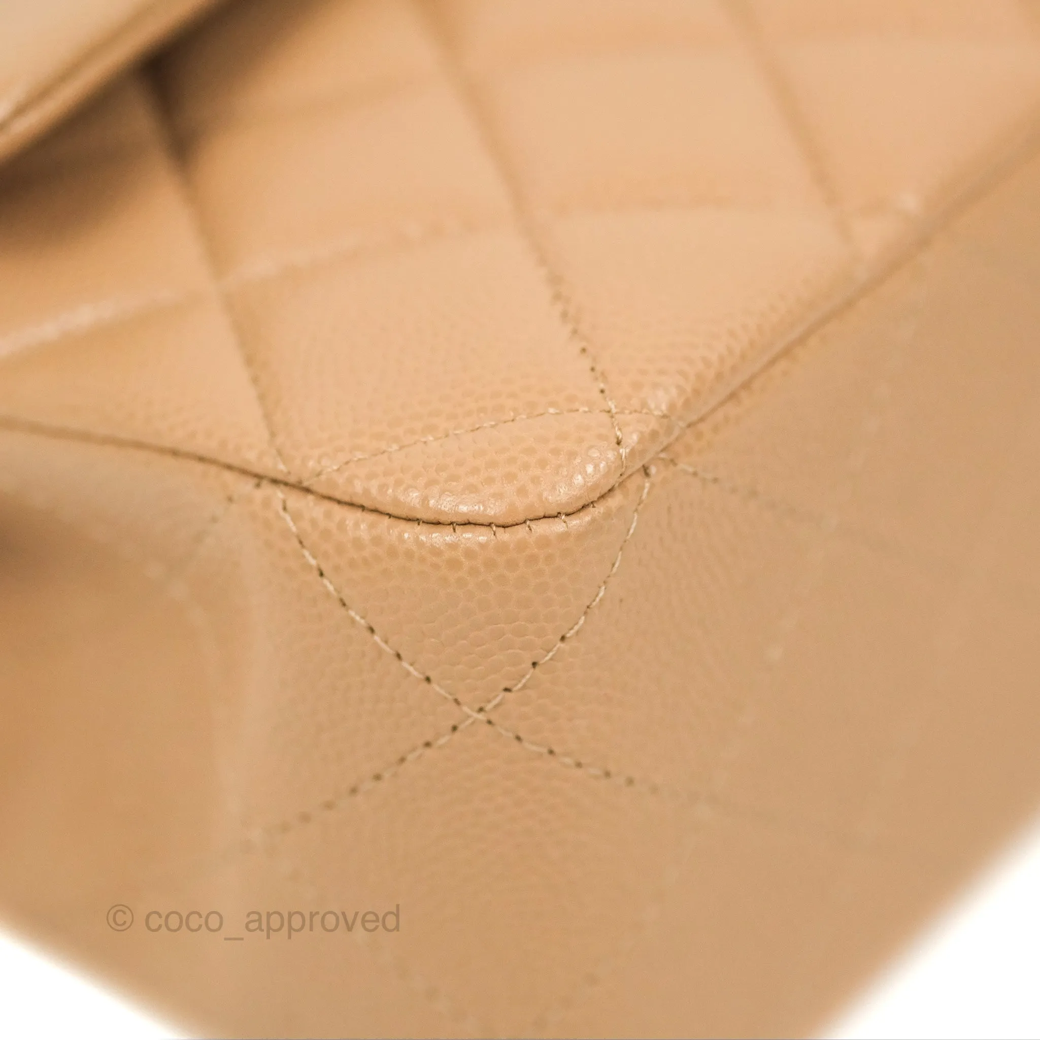 Chanel Classic M/L Medium Flap Quilted Dark Beige Caviar Gold Hardware 19B