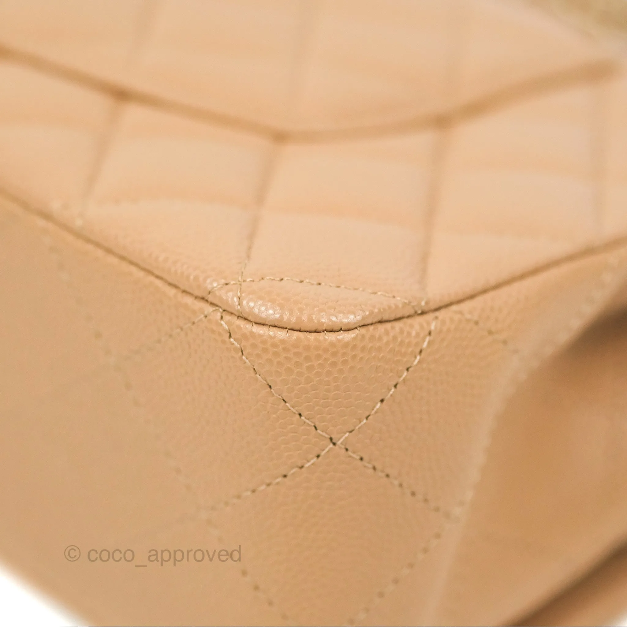 Chanel Classic M/L Medium Flap Quilted Dark Beige Caviar Gold Hardware 19B