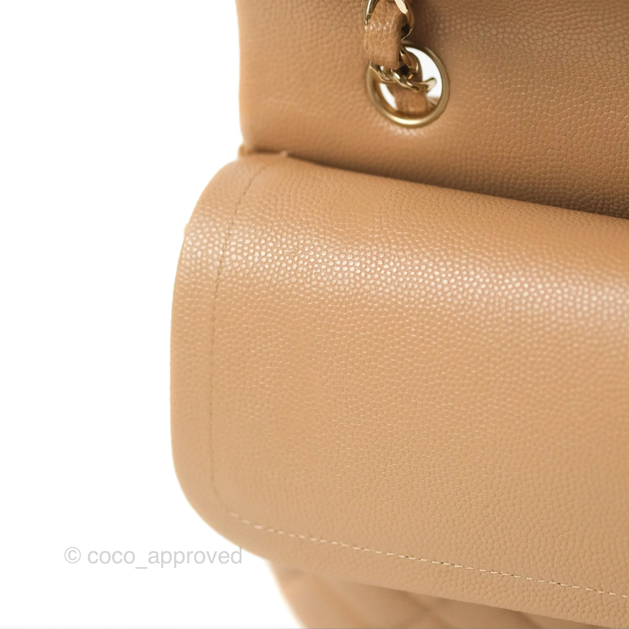 Chanel Classic M/L Medium Flap Quilted Dark Beige Caviar Gold Hardware 19B