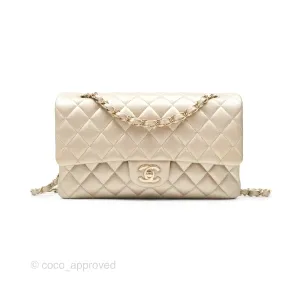 Chanel Classic M/L Medium Flap Quilted Gold Caviar Gold Gold Hardware