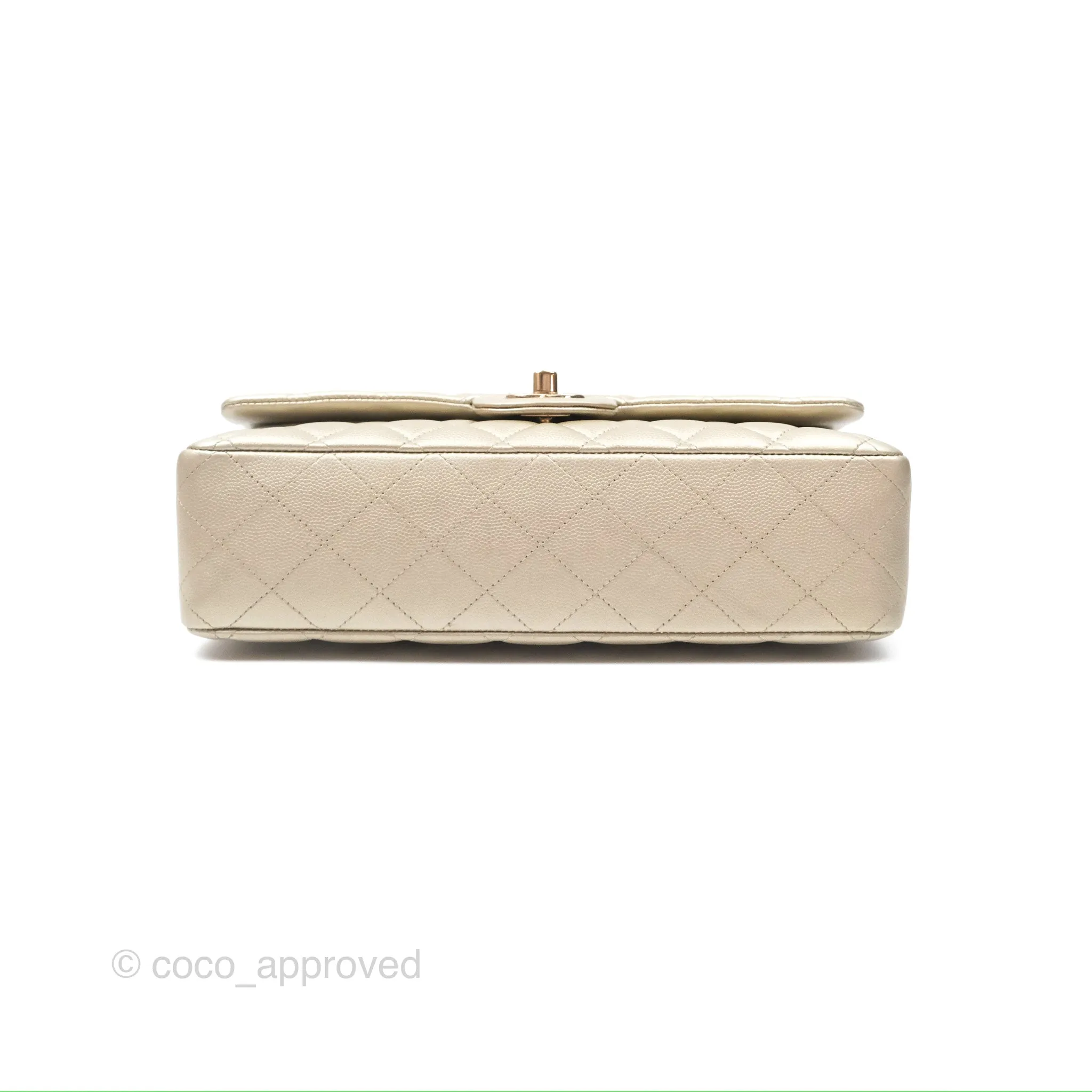 Chanel Classic M/L Medium Flap Quilted Gold Caviar Gold Gold Hardware