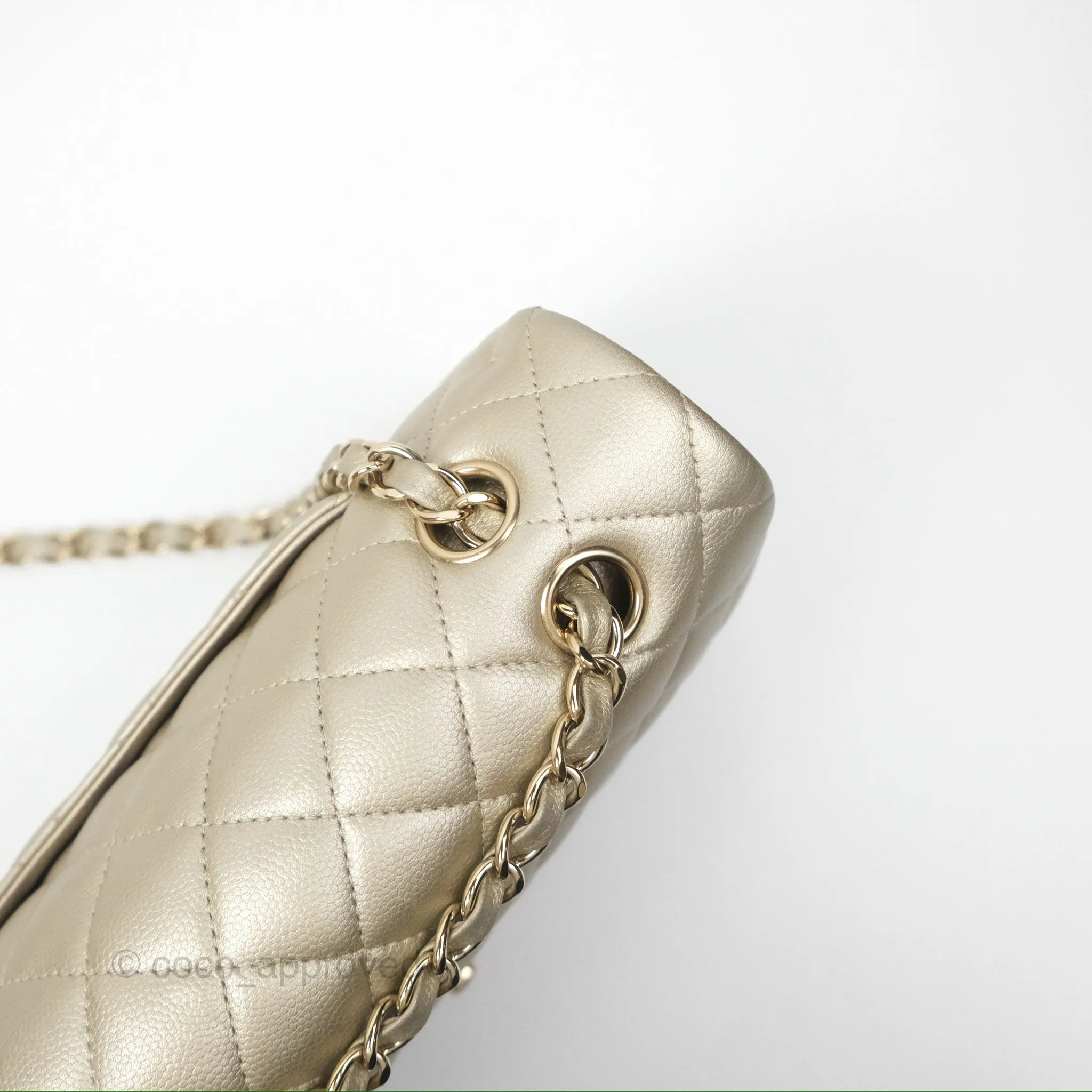 Chanel Classic M/L Medium Flap Quilted Gold Caviar Gold Gold Hardware