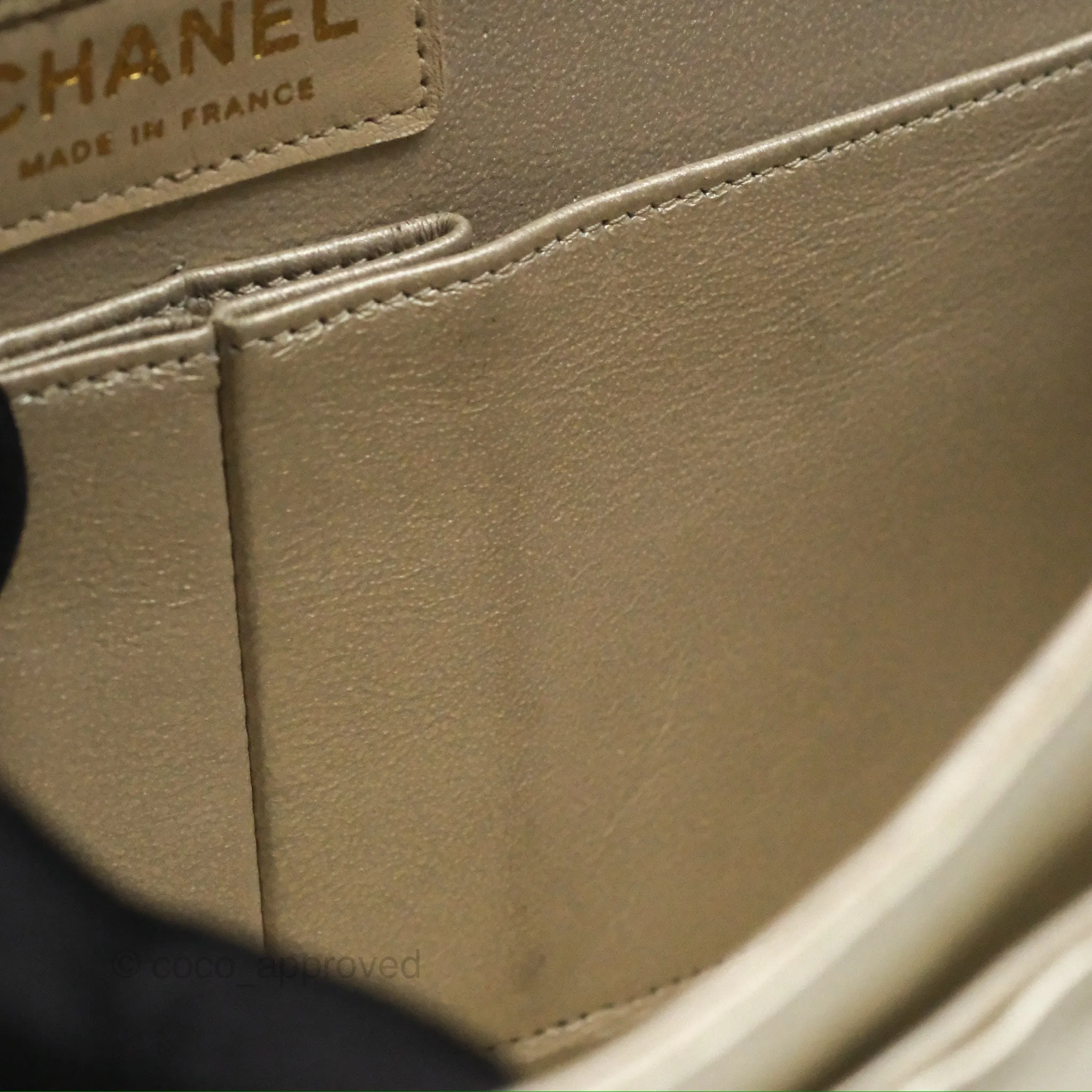 Chanel Classic M/L Medium Flap Quilted Gold Caviar Gold Gold Hardware