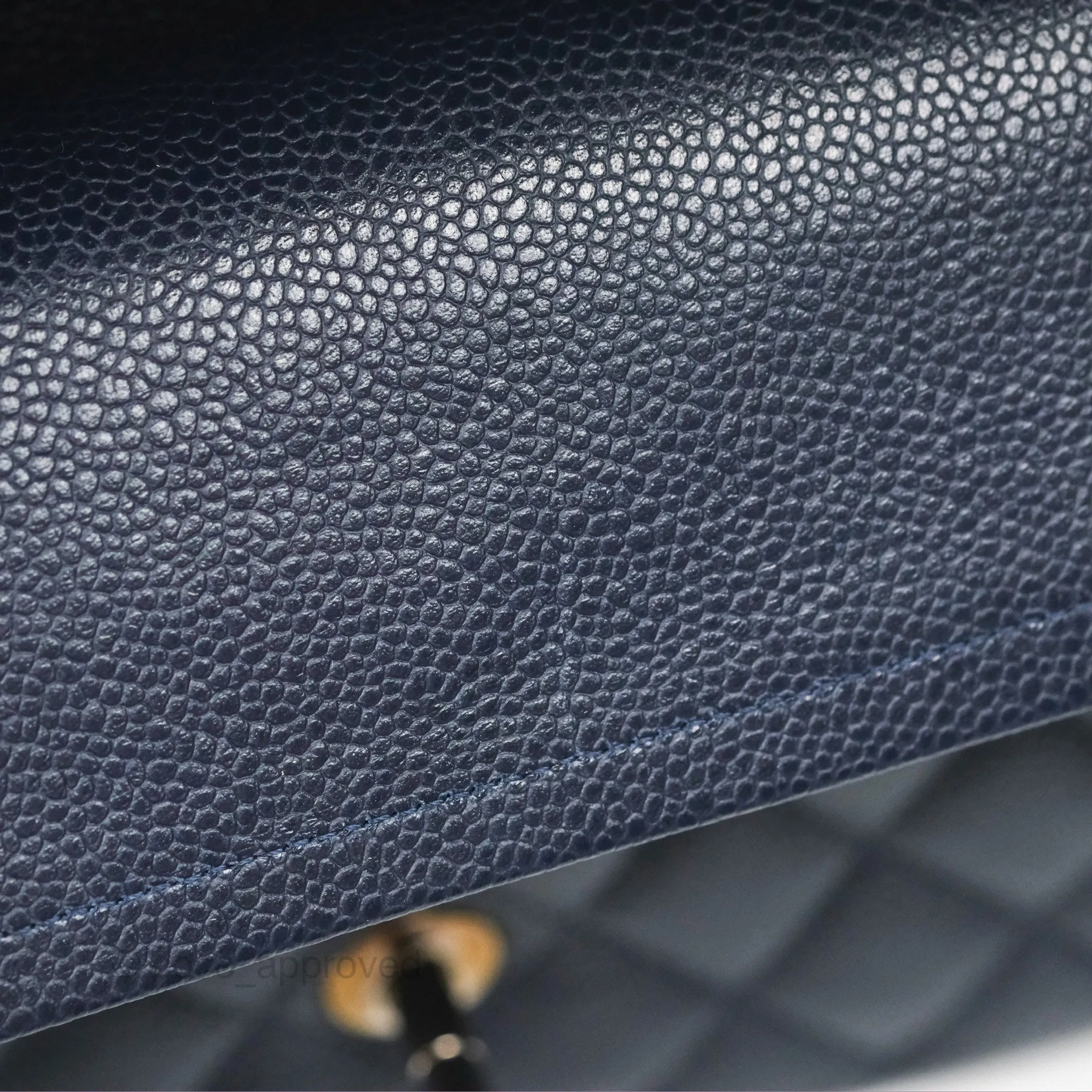 Chanel Classic M/L Medium Flap Quilted Navy Caviar Silver Hardware