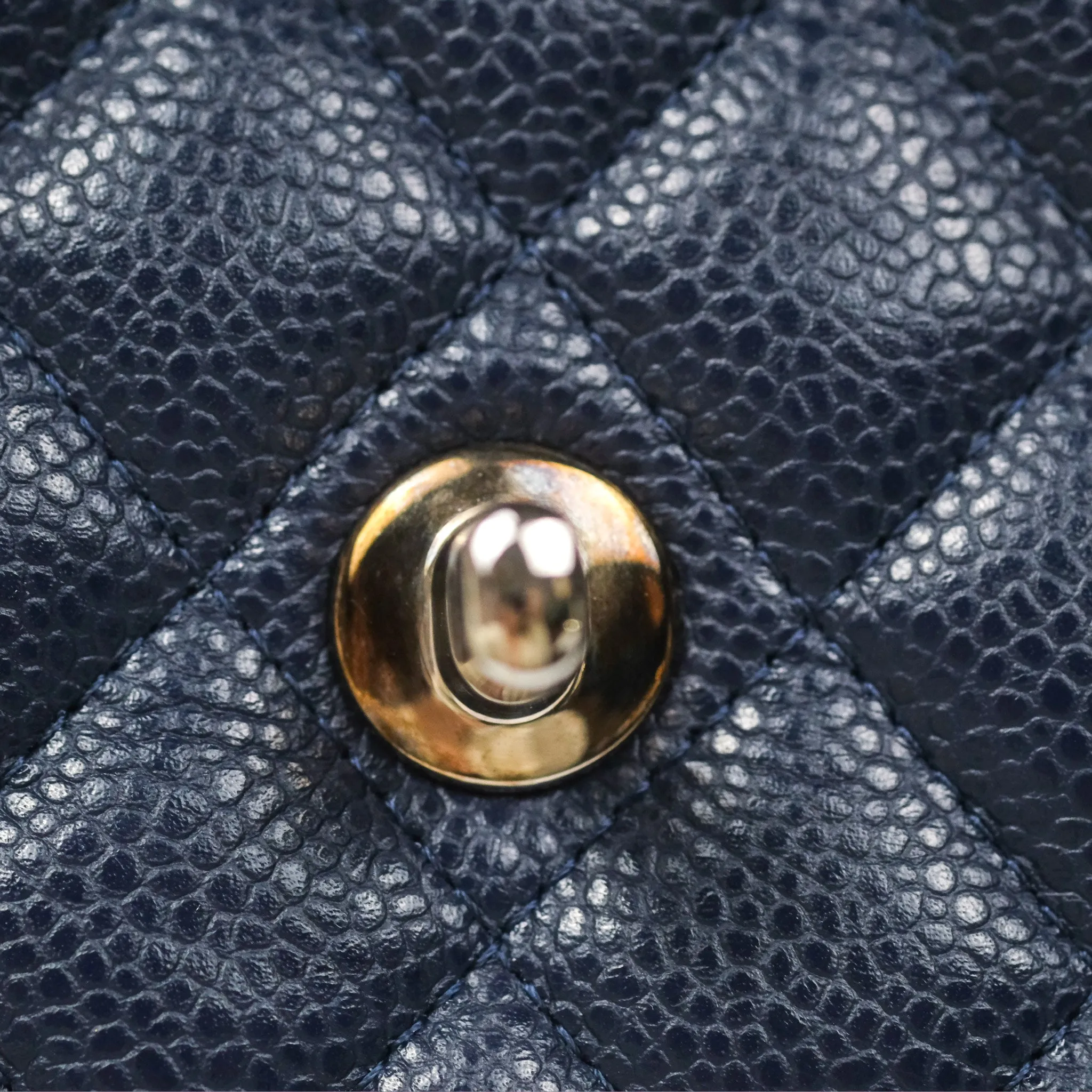 Chanel Classic M/L Medium Flap Quilted Navy Caviar Silver Hardware